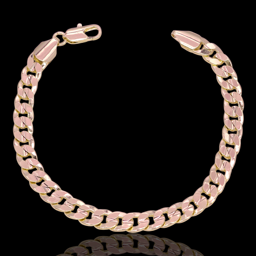 Gold Filled Oro Laminado Florentine Cut Cuban Bracelet (PACK OF 6)