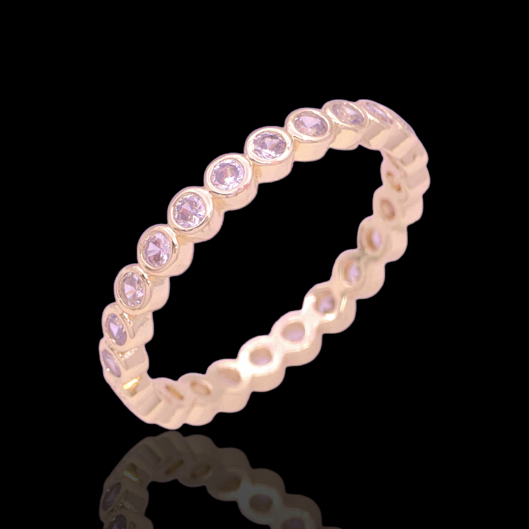 Gold Filled Oro Laminado French Bezel Zirconia Eternity Ring
