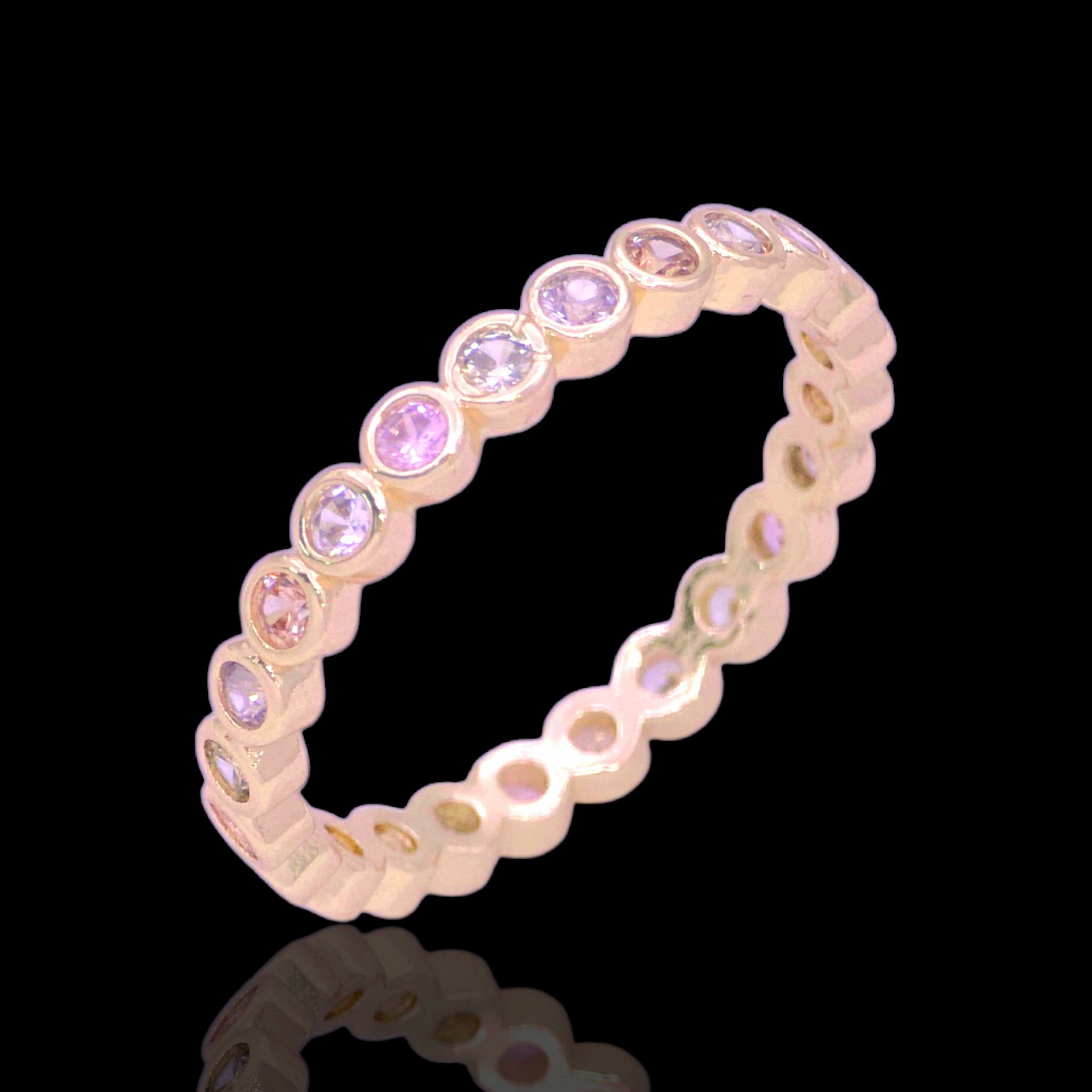 Gold Filled Oro Laminado French Bezel Zirconia Eternity Ring