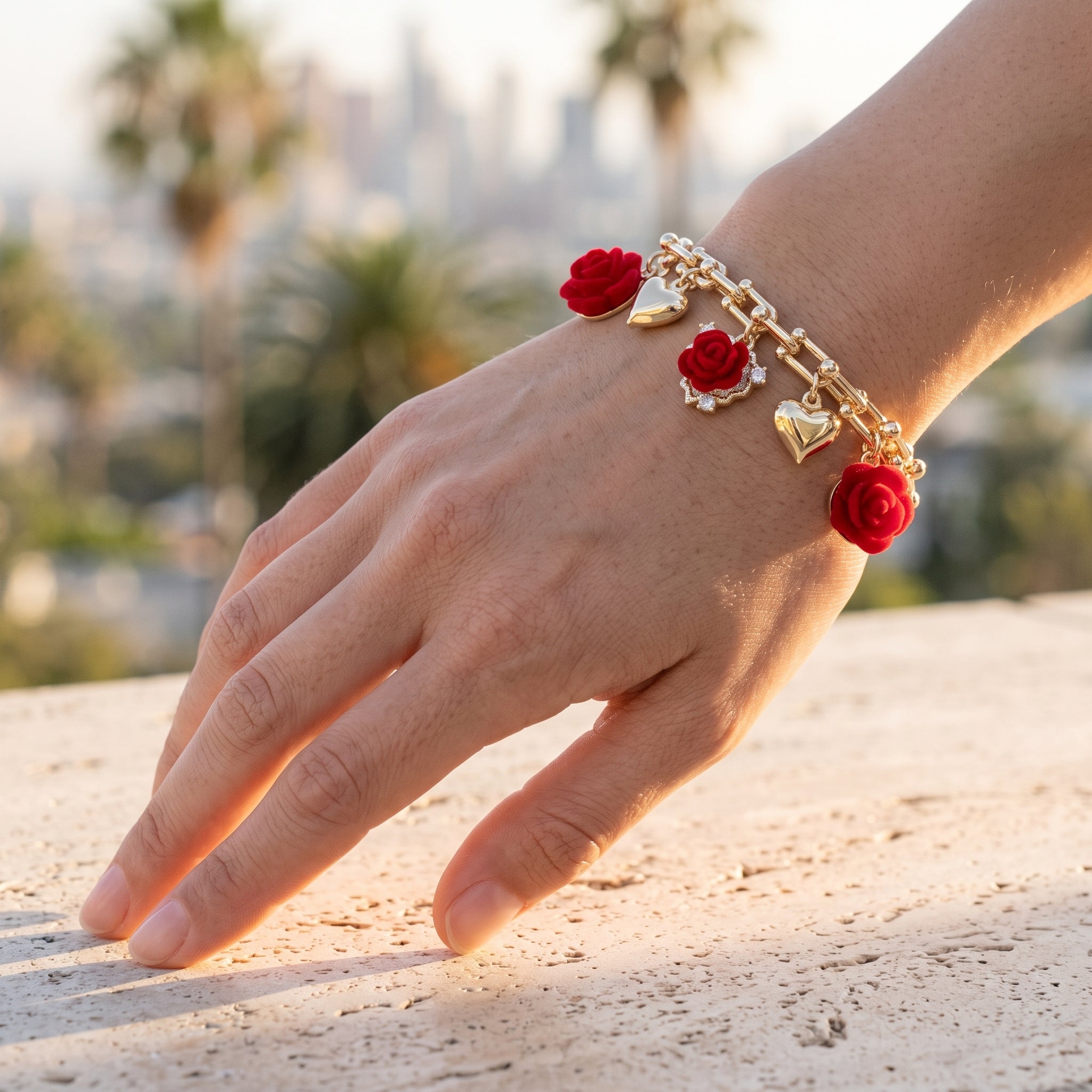 Gold Filled Oro Laminado French Crimson Rose Ulink Bracelet