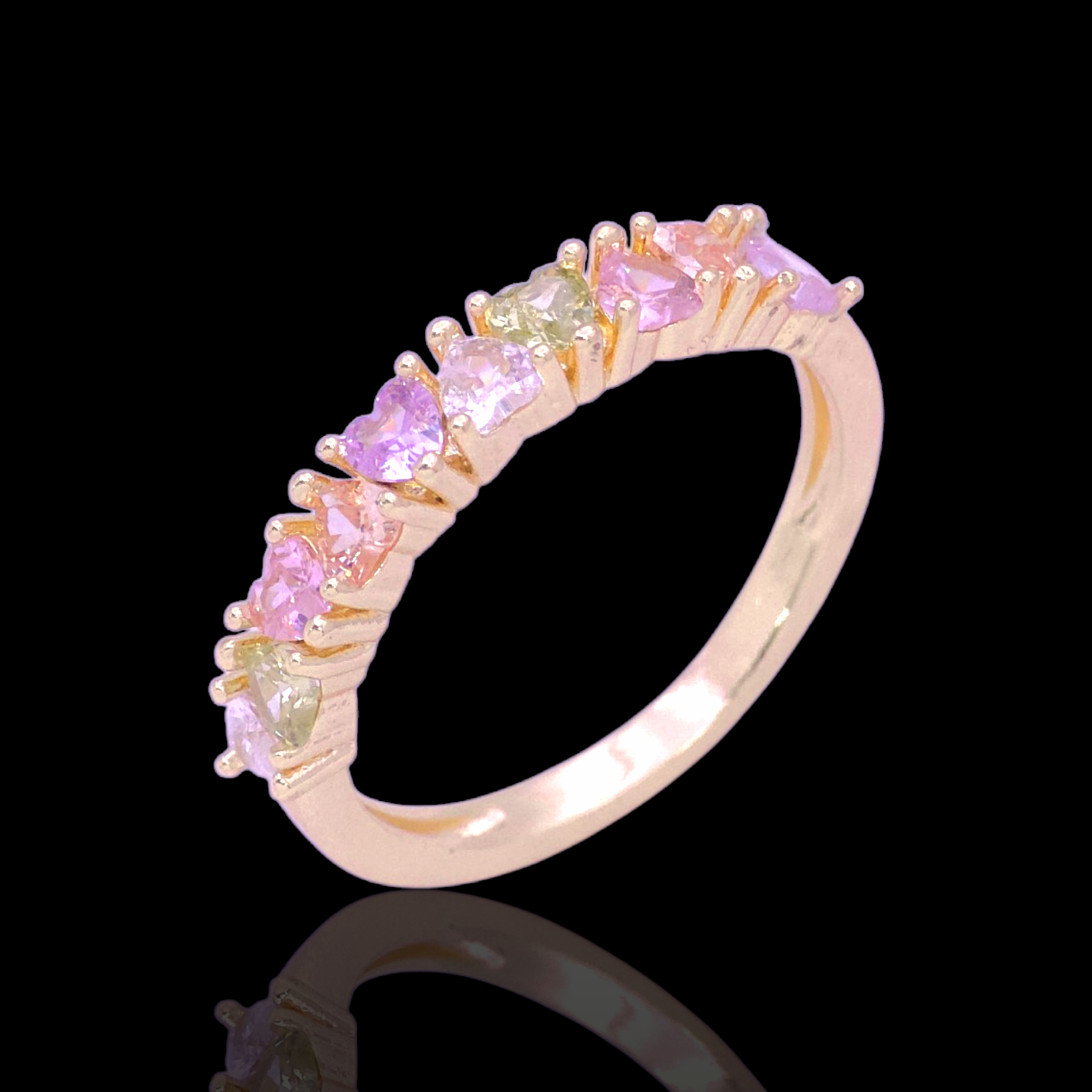 Gold Filled Oro Laminado French Heart Zirconia Stackable Ring