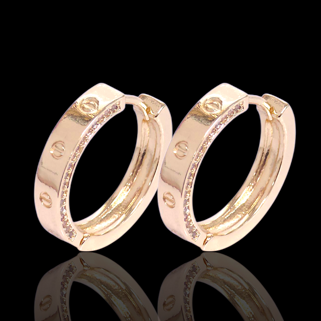 Gold Filled Oro Laminado Galaxia Zirconia Hoop Earrings
