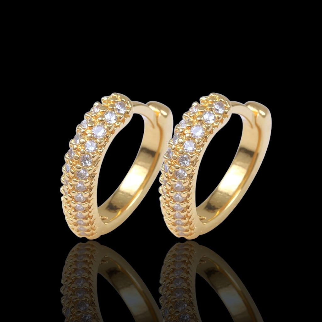 Gold Filled Oro Laminado Gemini Heart Huggie Earrings 3