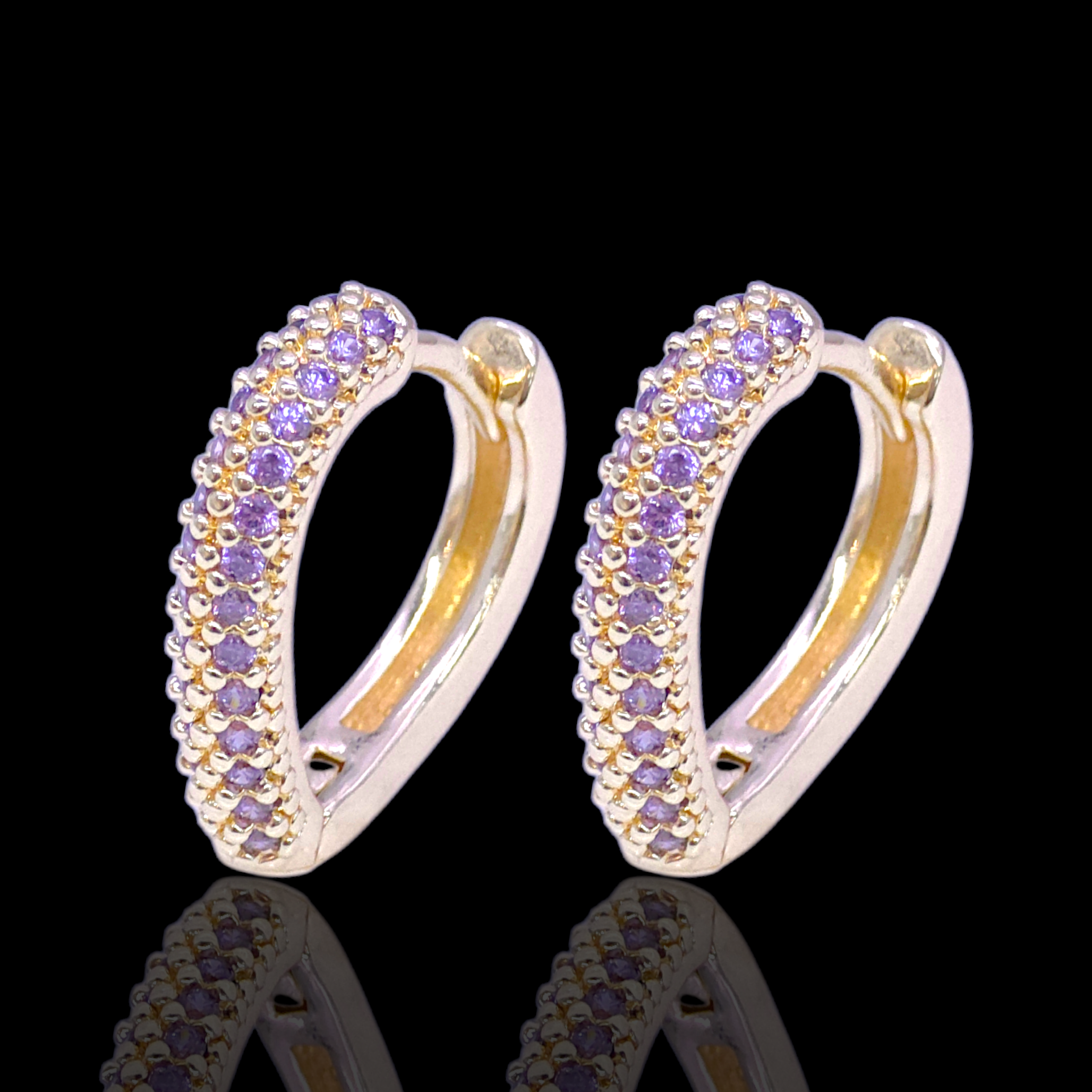 Gold Filled Oro Laminado Gemini Heart Huggie Earrings