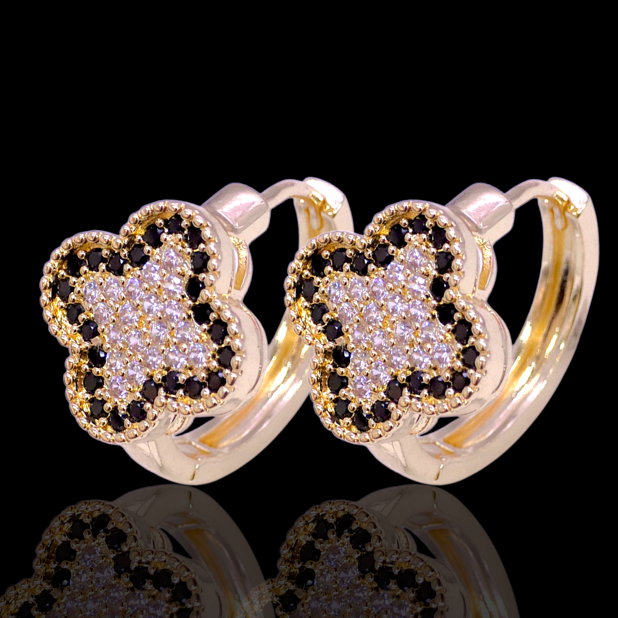 Gold Filled Oro Laminado Gemini Star Zirconia Earrings