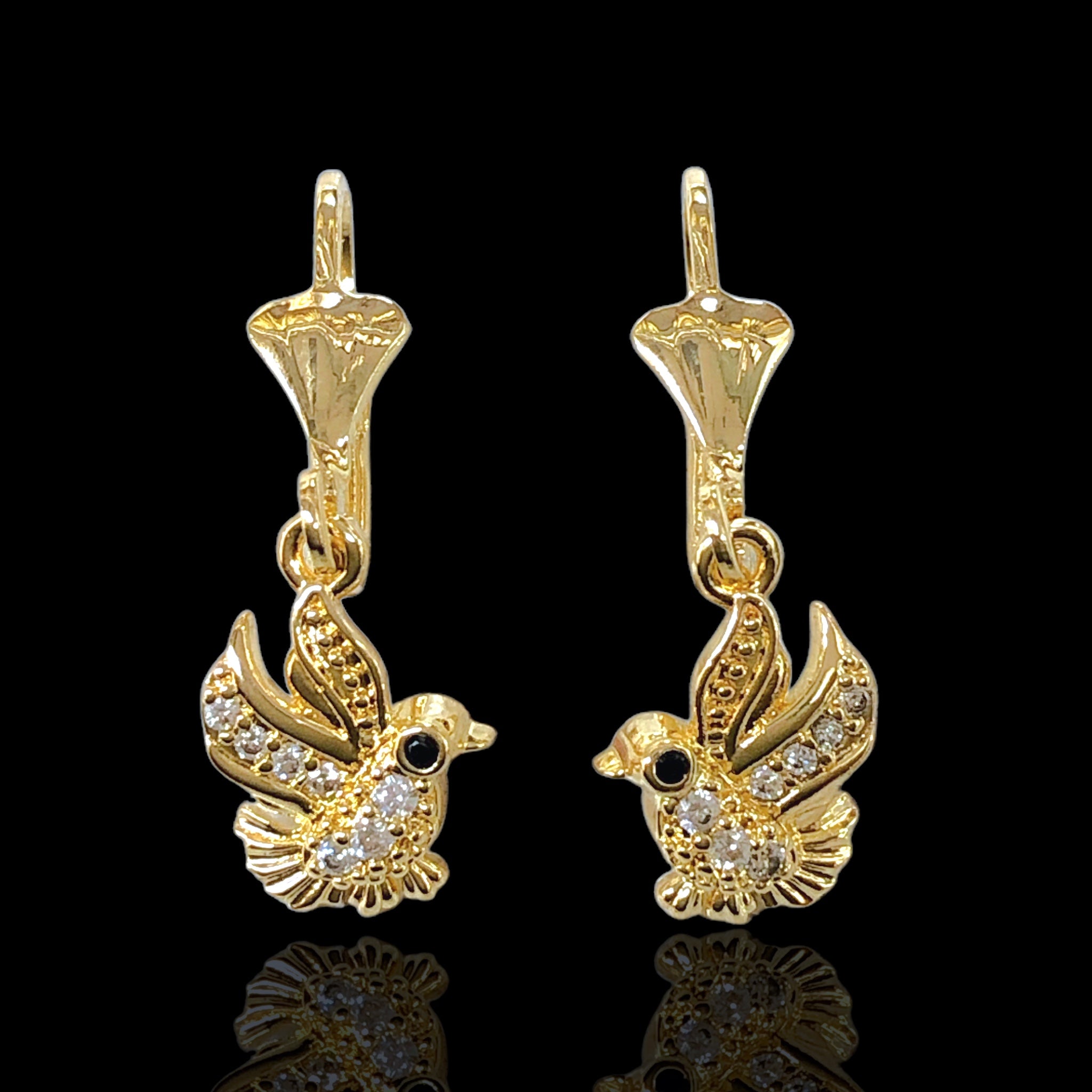 Gold Filled Oro Laminado Gemstone Dove Dangle Earrings