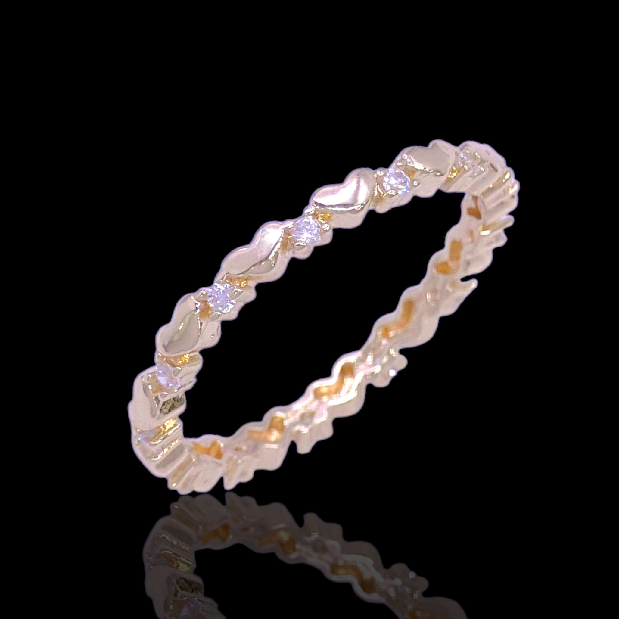 Gold Filled Oro Laminado Geneva Heart Eternity CZ Ring