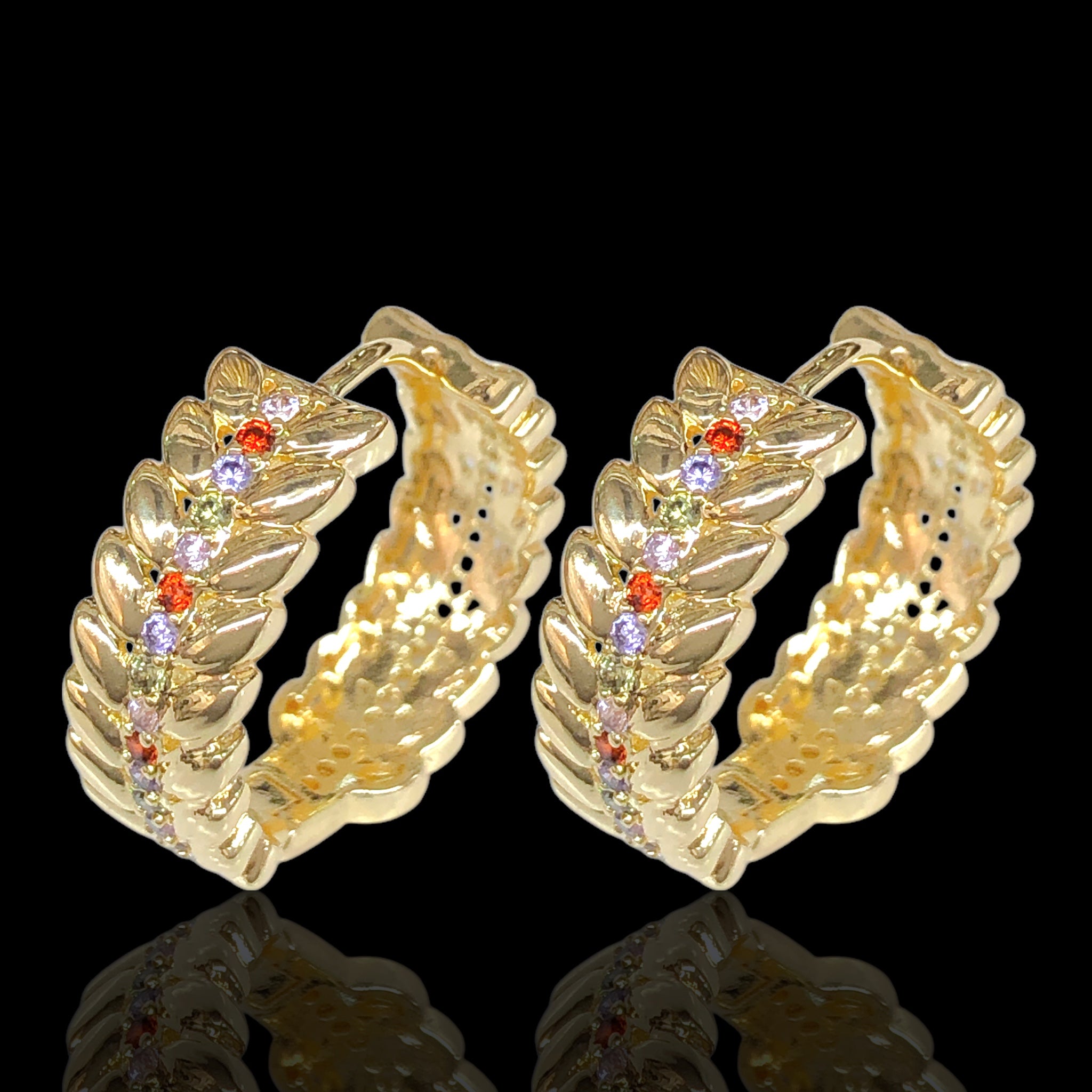 Gold Filled Oro Laminado Gilded Summer Ivy Leaf Earrings