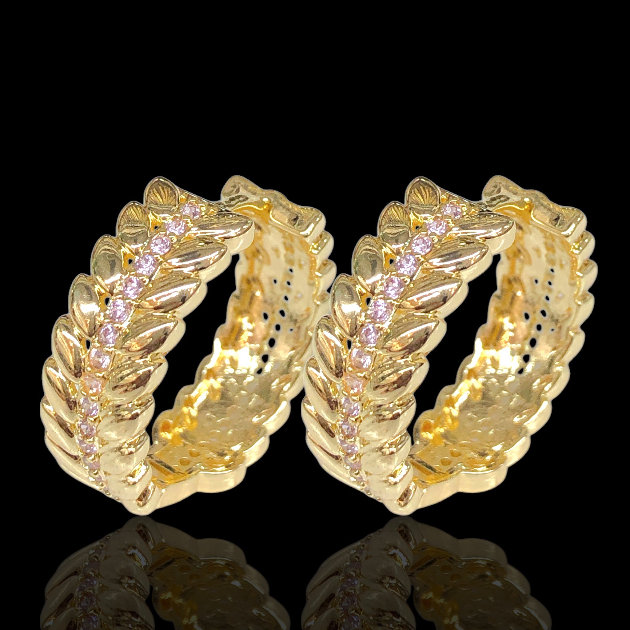 Gold Filled Oro Laminado Gilded Summer Ivy Leaf Earrings