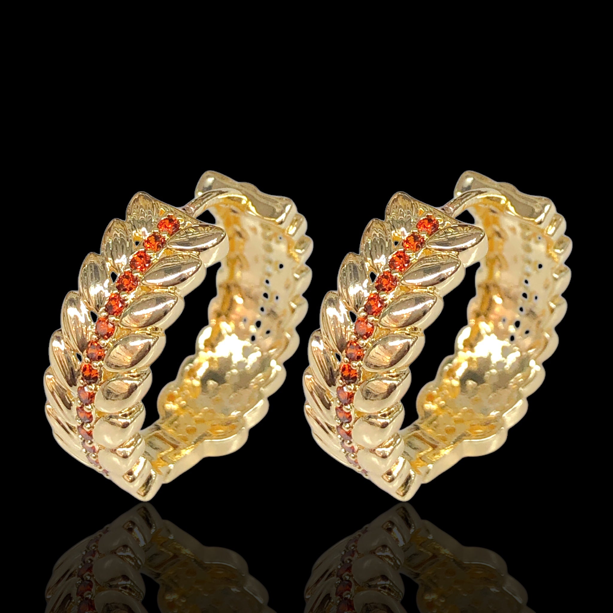 Gold Filled Oro Laminado Gilded Summer Ivy Leaf Earrings