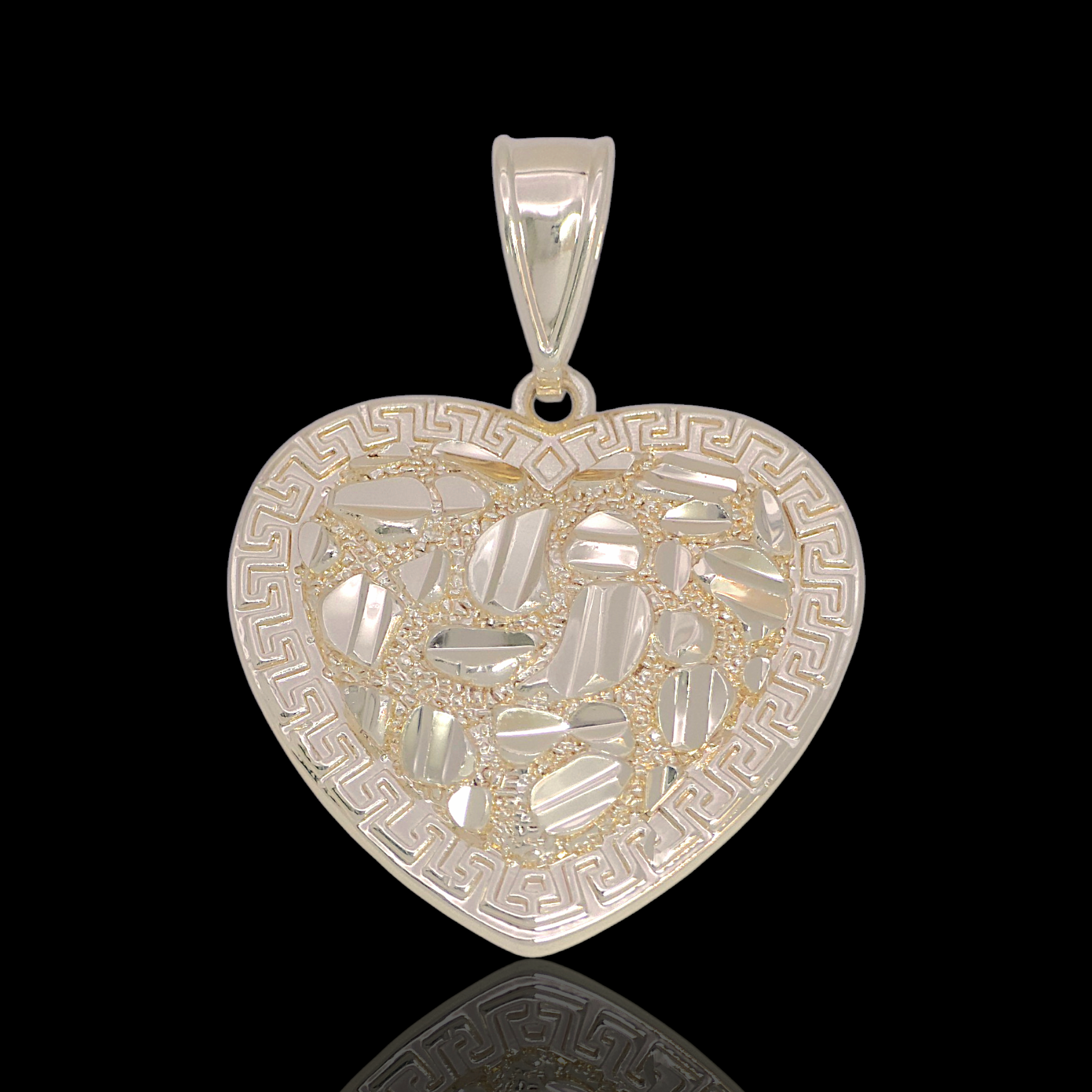 Gold Filled Oro Laminado Greek Nugget Heart Pendant