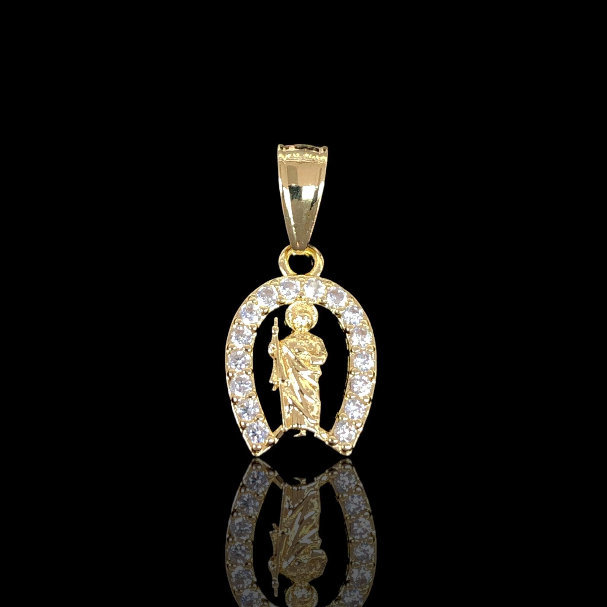 Gold Filled Oro Laminado Horseshoe San Juda Guadalupe Pendant