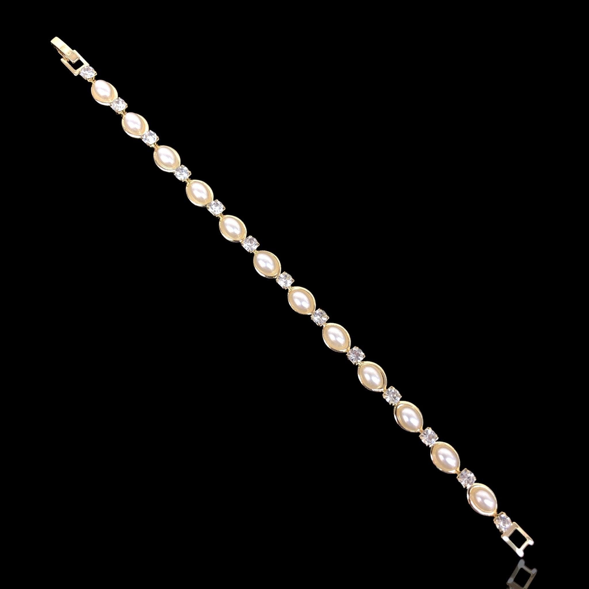 Gold Filled Oro Laminado Imitation Pearl Oval Bracelet