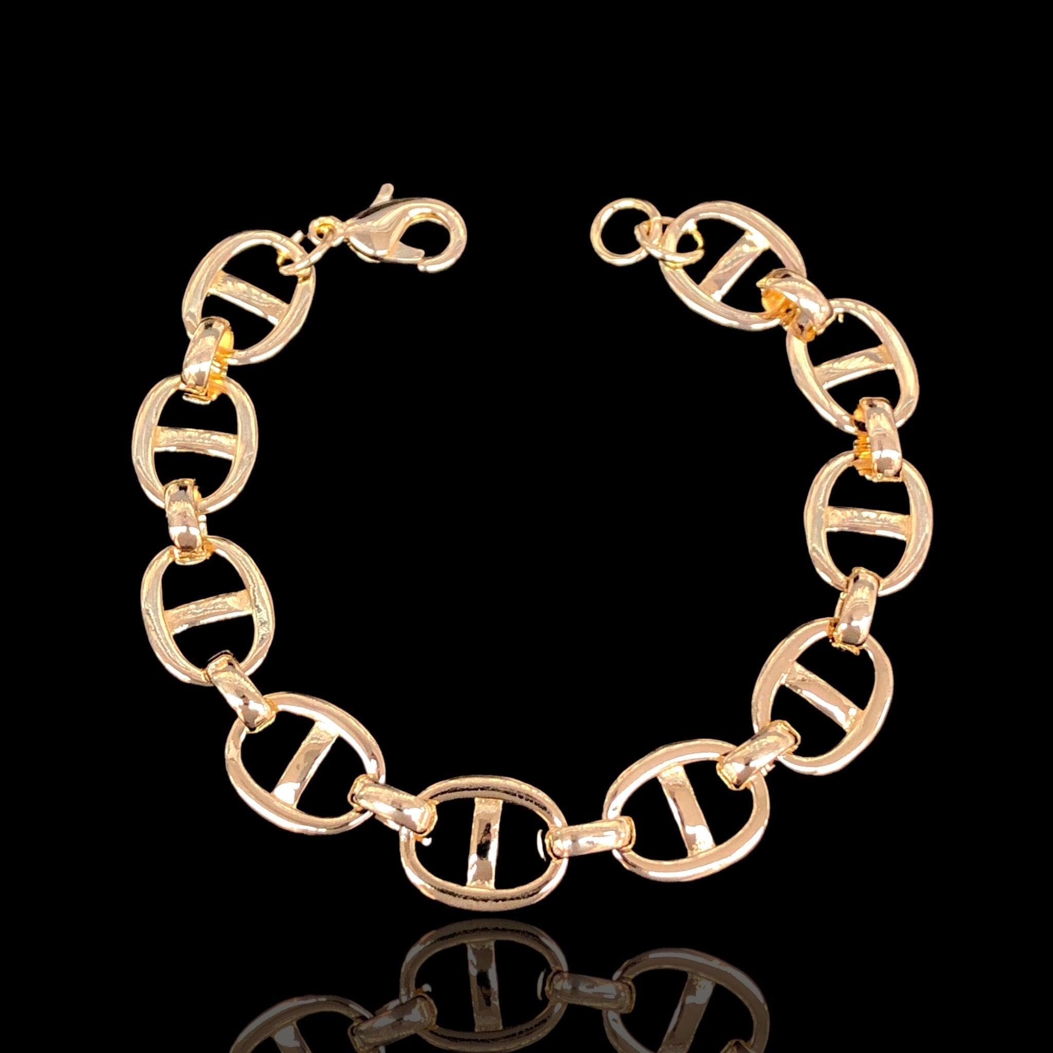 Gold Filled Oro Laminado Italian Puff Chain Bracelet