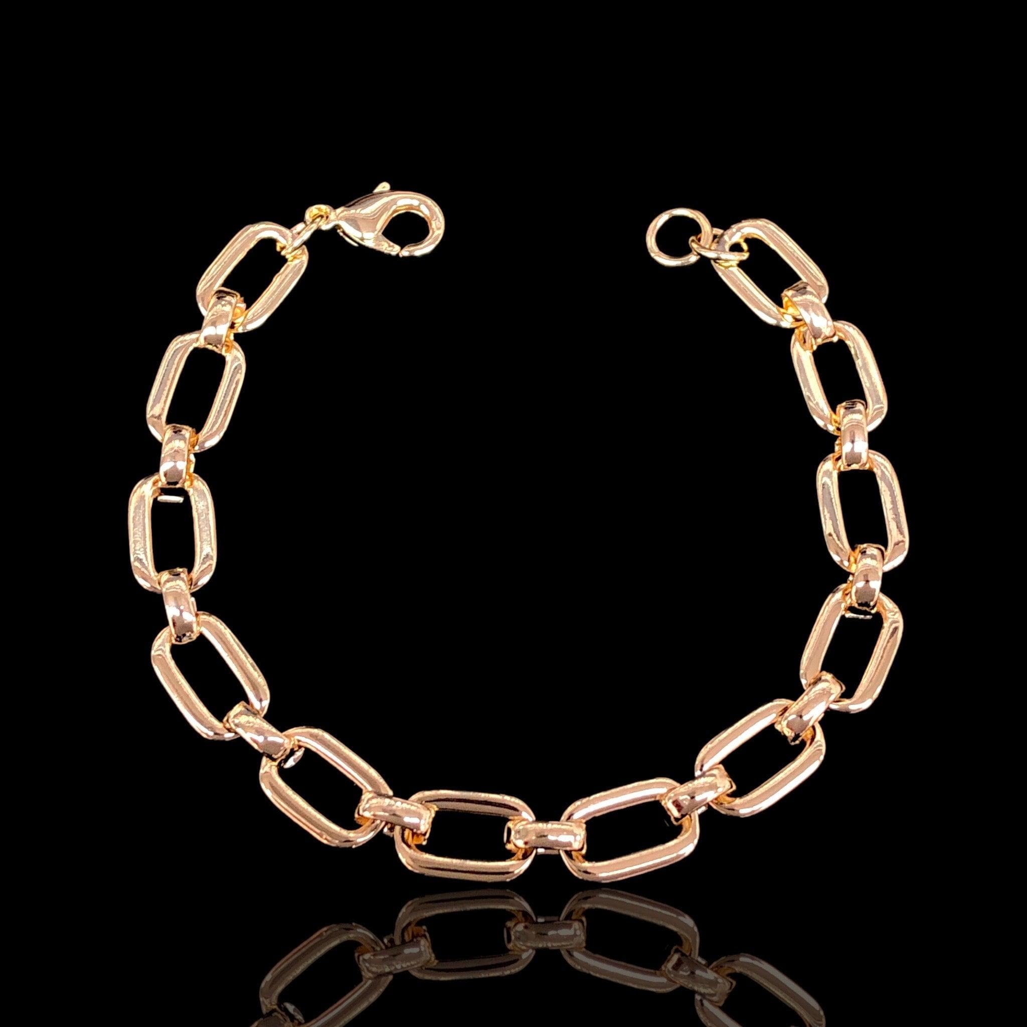 Gold Filled Oro Laminado Italian Puff Cuban Chain Bracelet