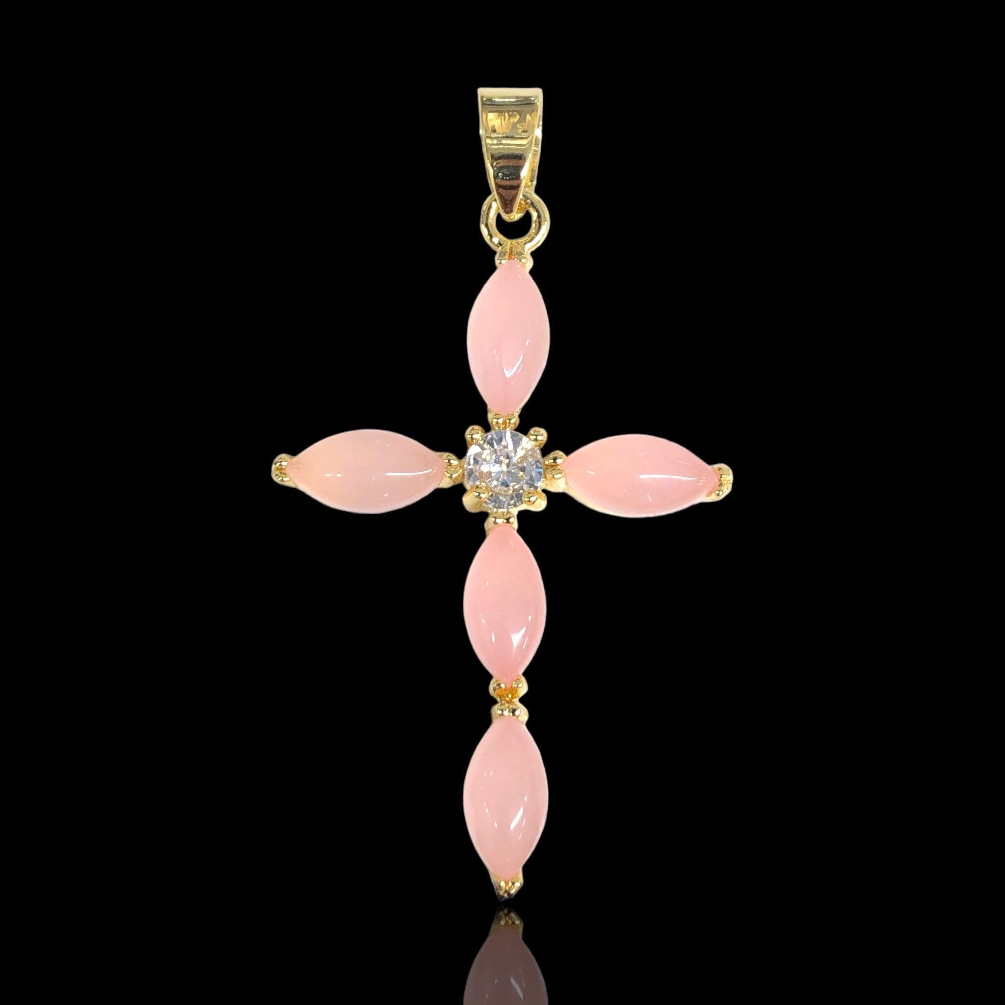 Gold Filled Oro Laminado Jade Cross Pendant Charm 