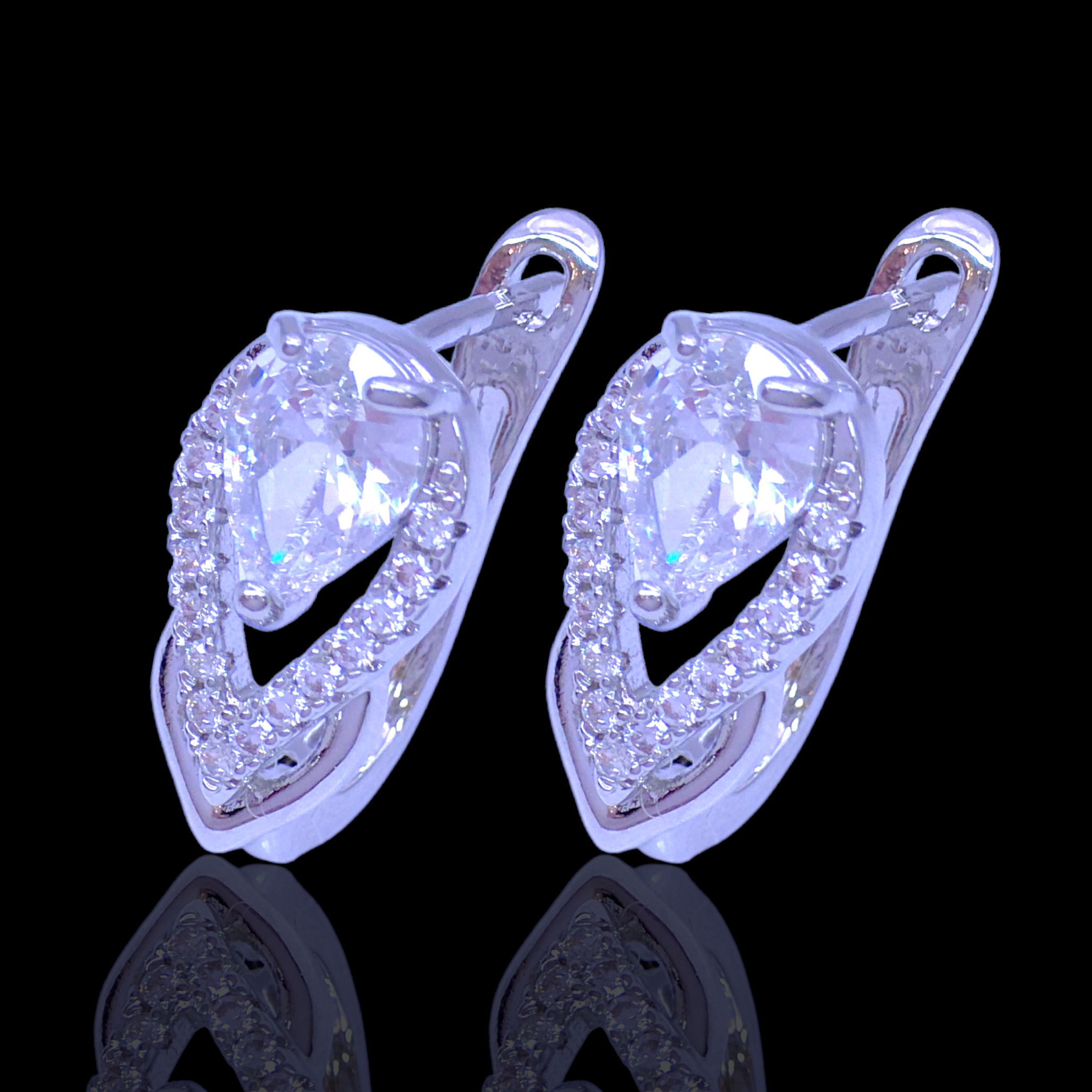 Gold Filled Oro Laminado Lunar Petals Zirconia Earrings