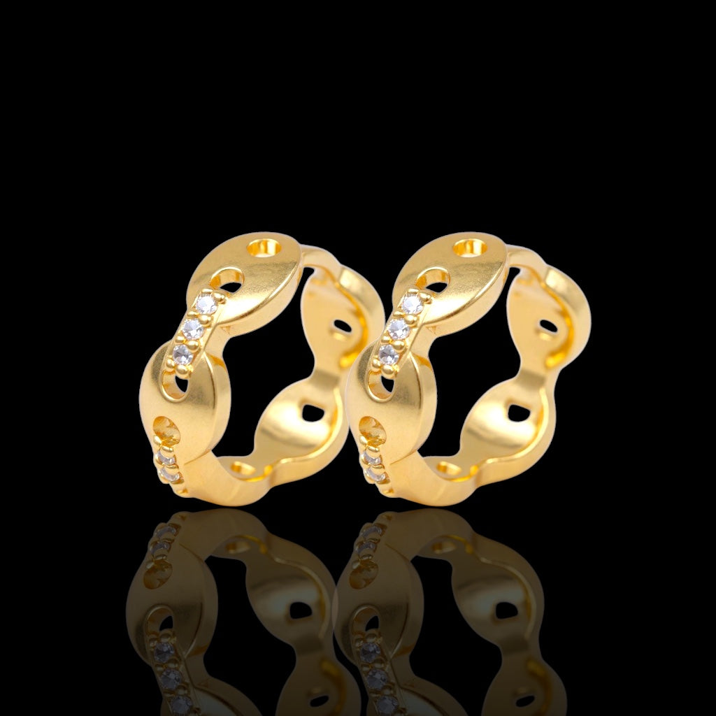 Gold Filled Oro Laminado Madrid Mariner Link Huggie Earrings