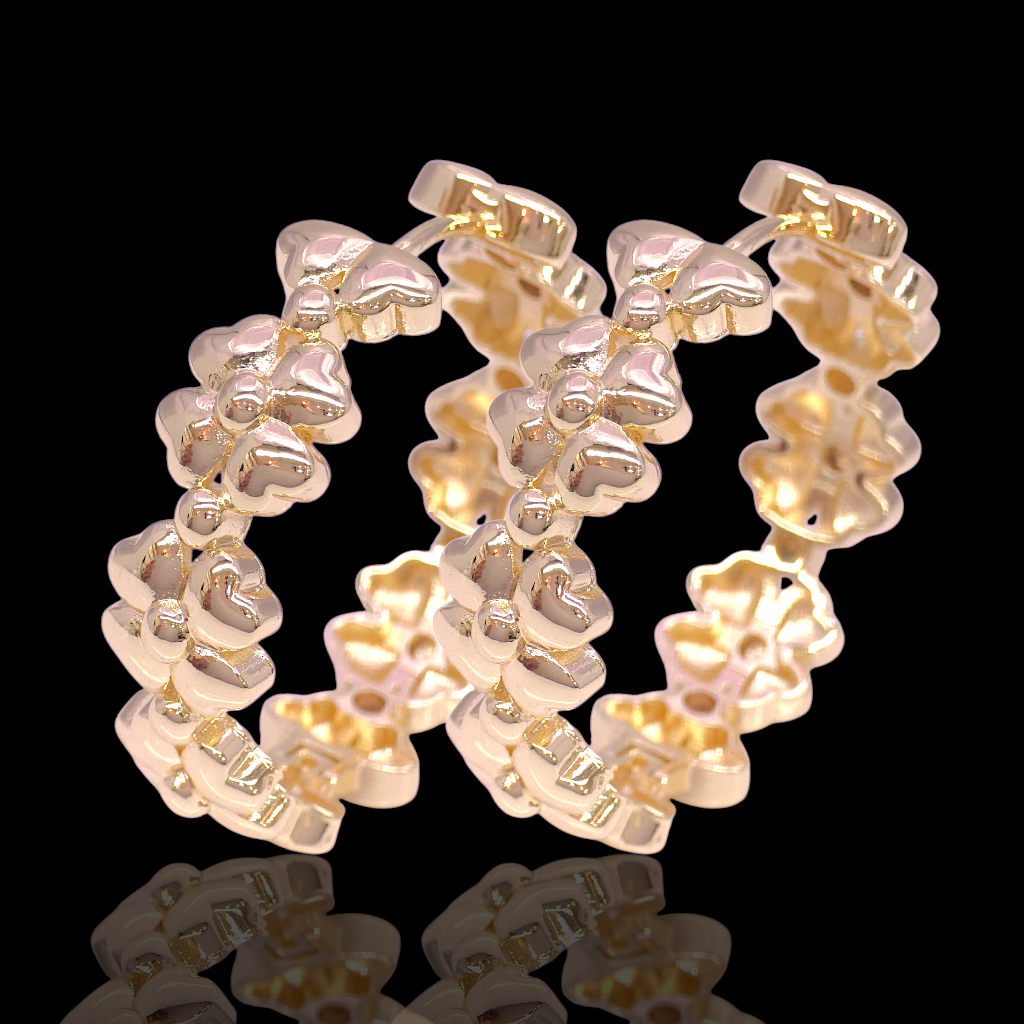 Gold Filled Oro Laminado Majestic Clover Hoop Earrings