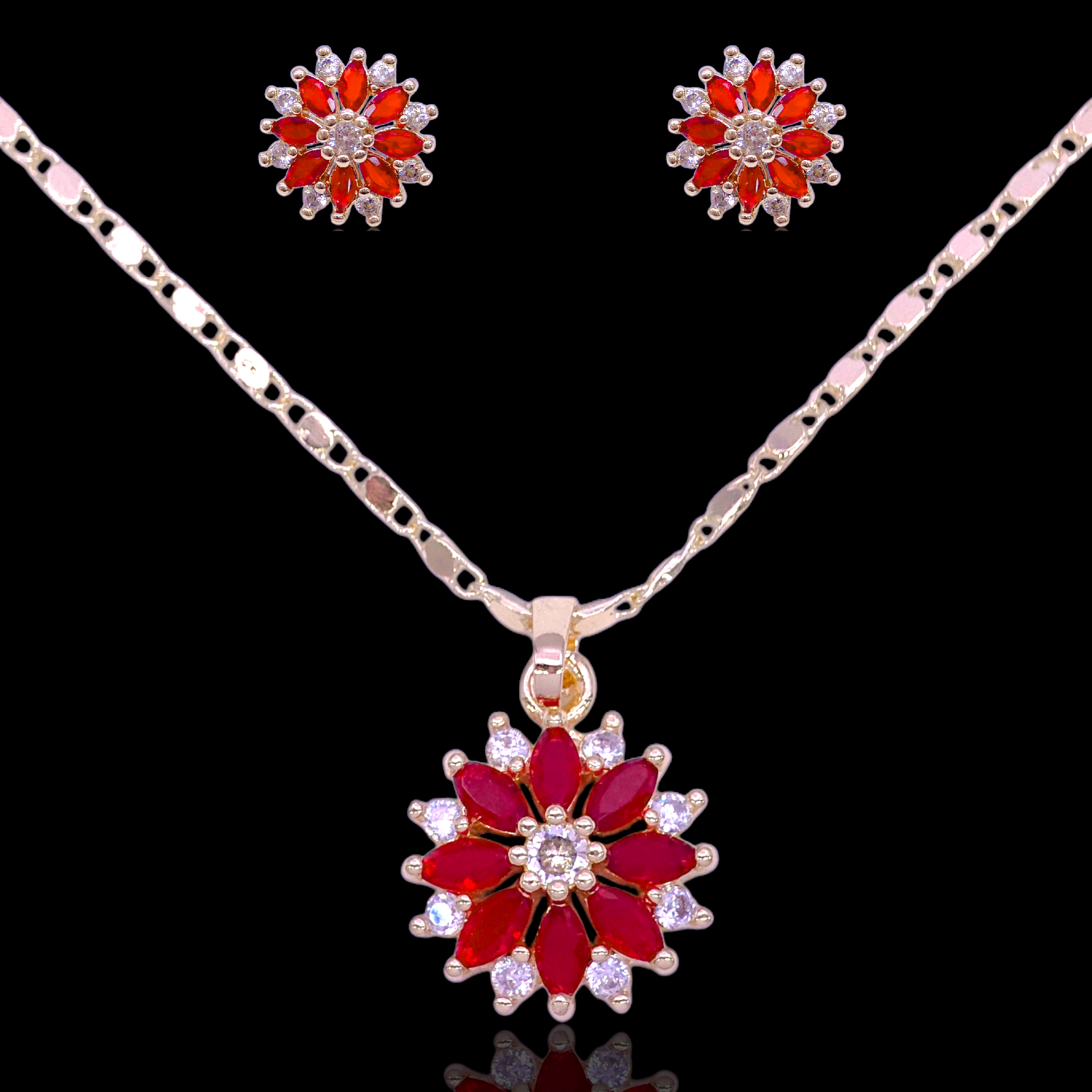 Gold Filled Oro Laminado Millennium Flare Zirconia Set