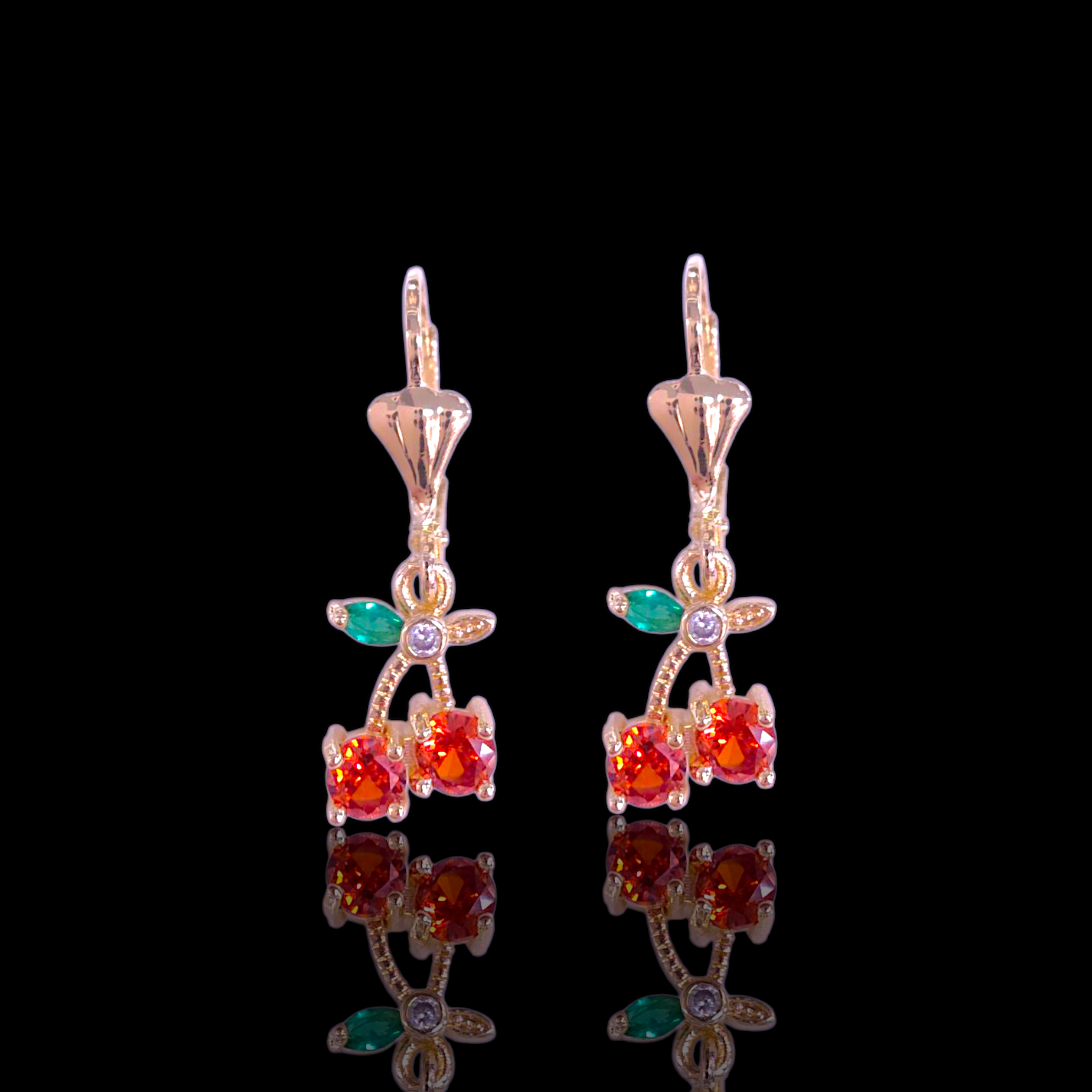 Gold Filled Oro Laminado Mimosa Cherry Dangle Earrings