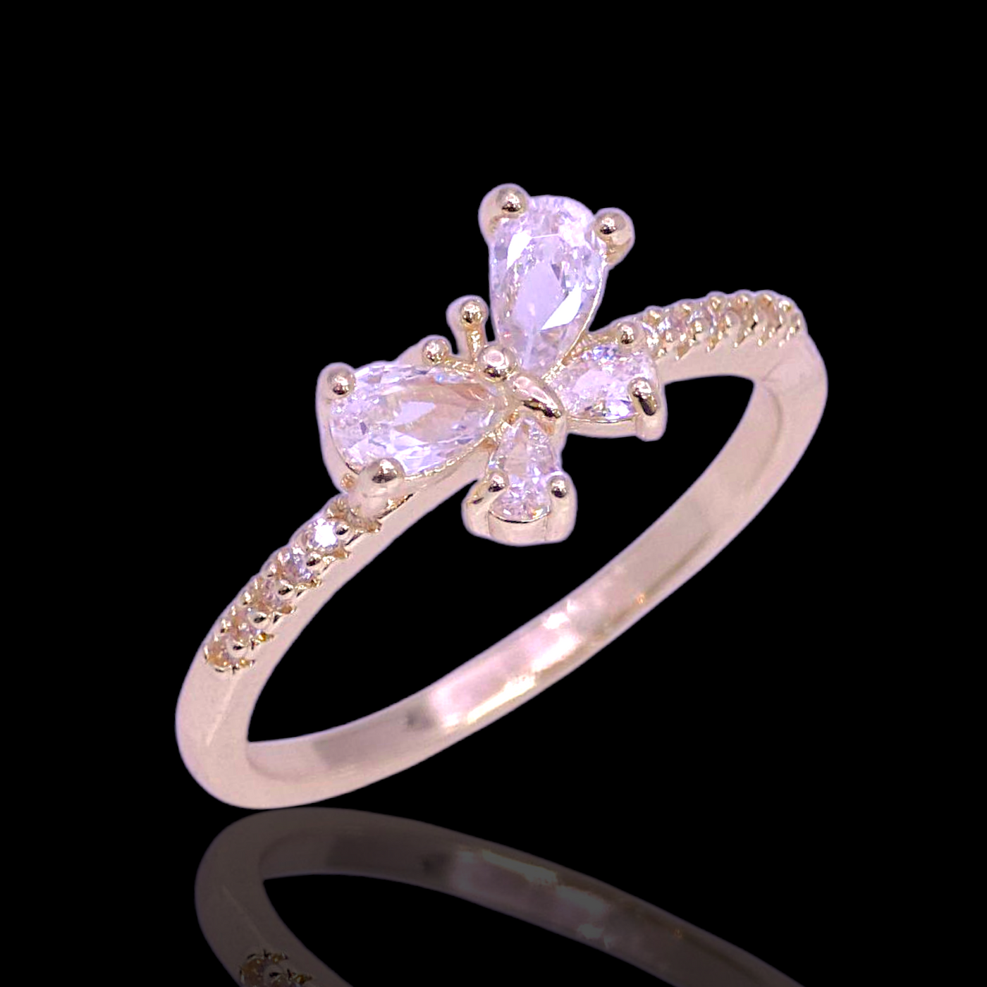 Gold Filled Oro Laminado Monarch Butterfly Zirconia Ring | KUANIA