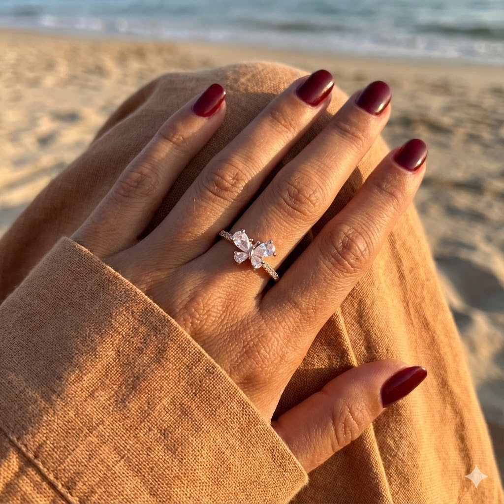 Gold Filled Oro Laminado Monarch Butterfly Zirconia Ring