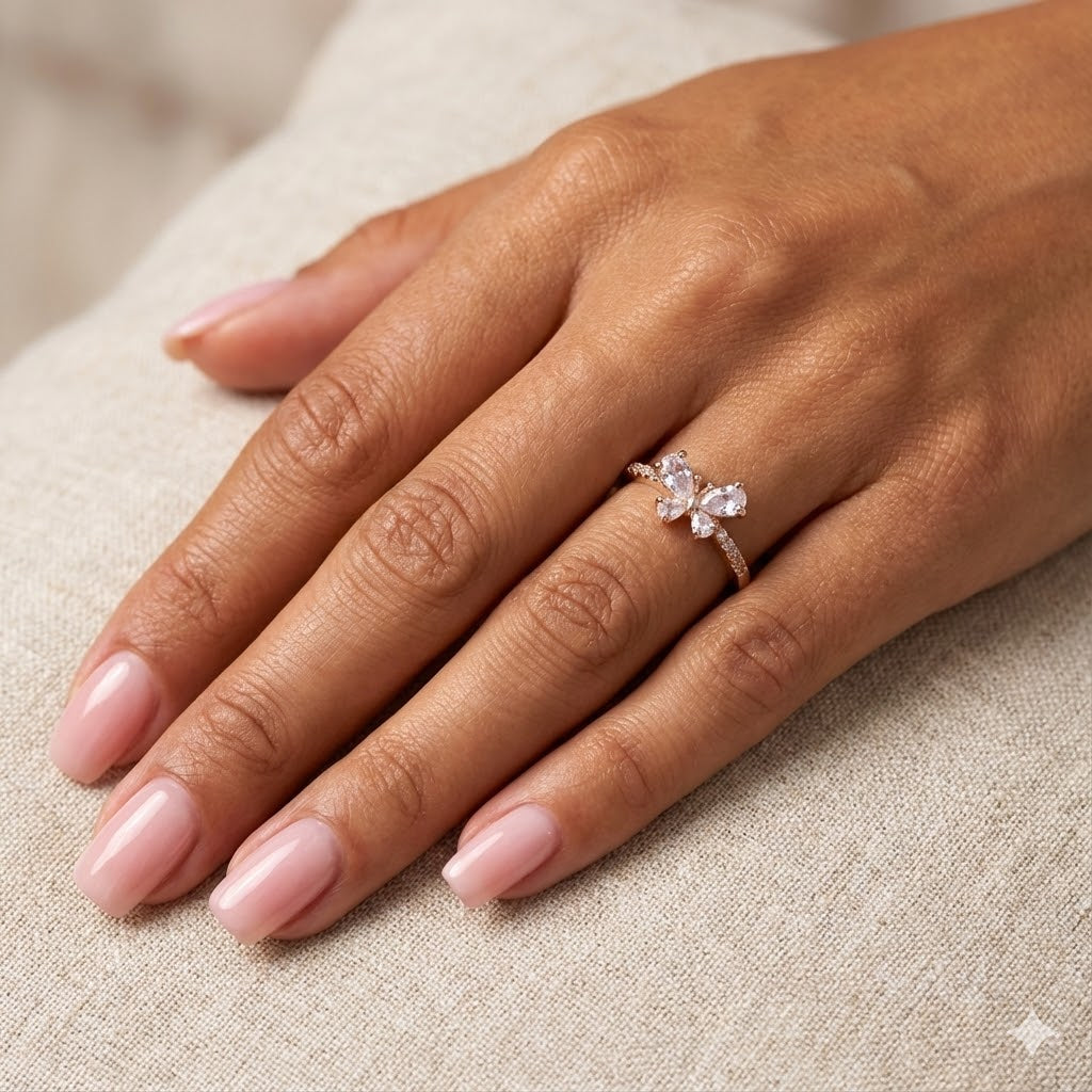 Gold Filled Oro Laminado Monarch Butterfly Zirconia Ring