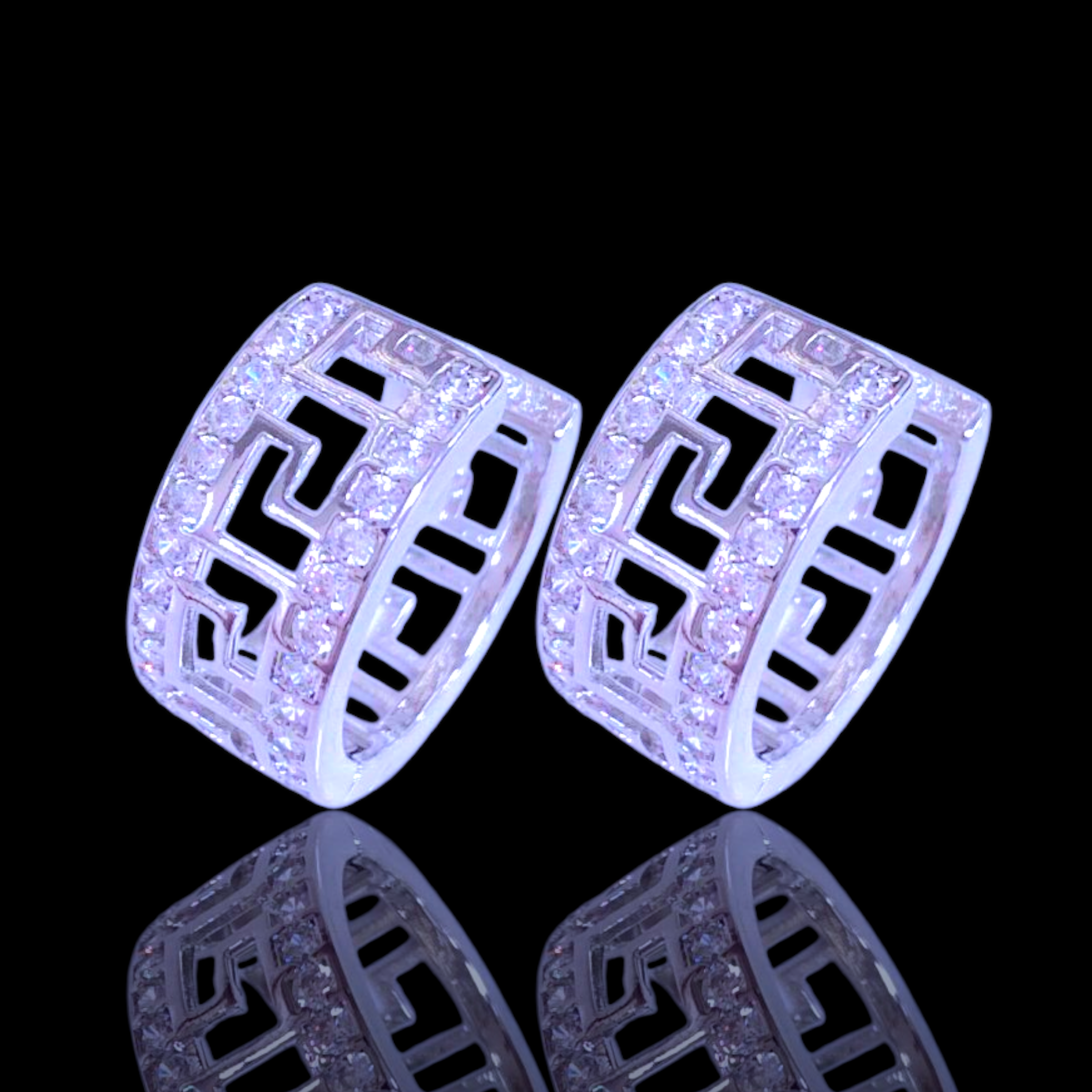 Gold Filled Oro Laminado Moroccan Mosaics Zirconia Earrings