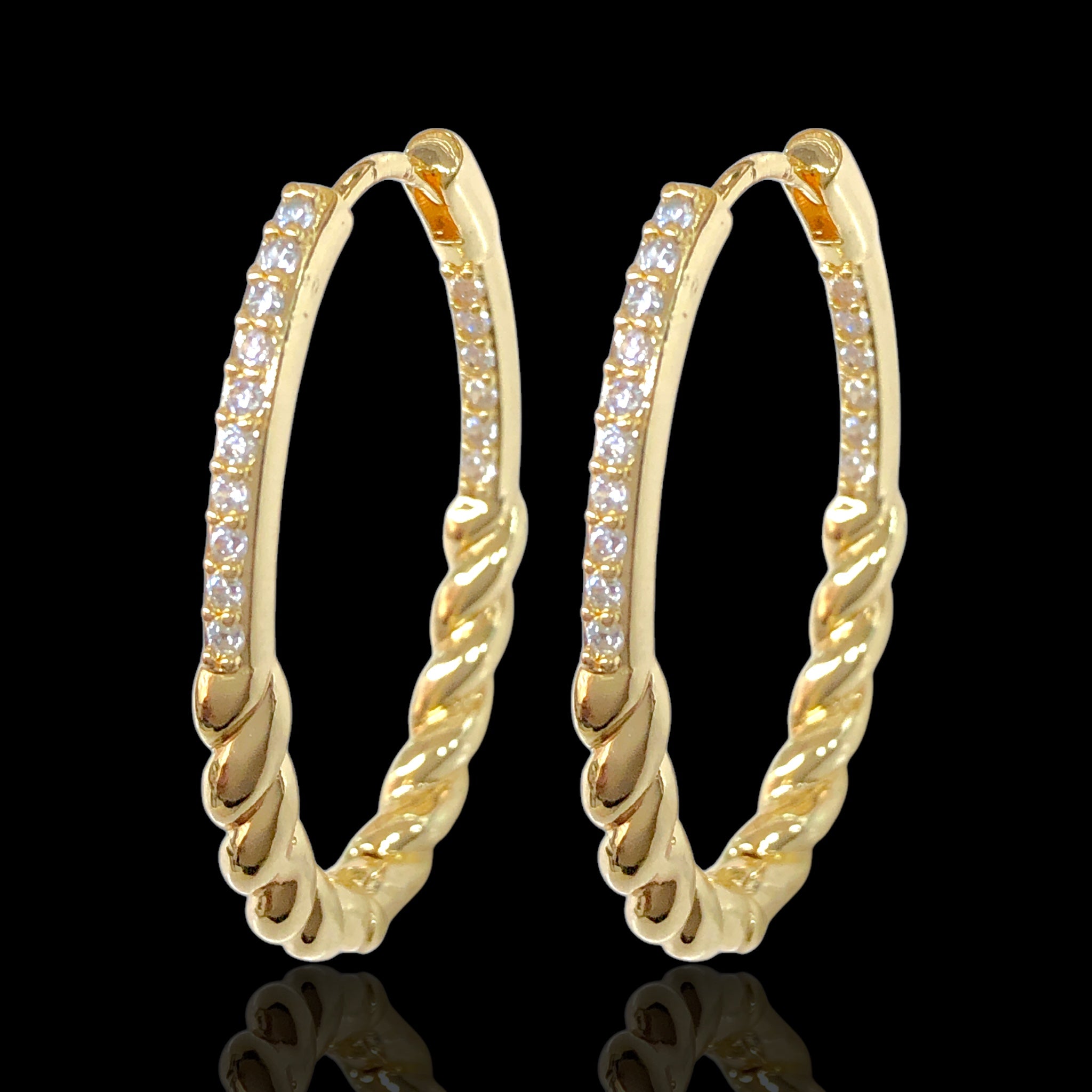 Gold Filled Oro Laminado Moroccan Twist Hoop Earrings