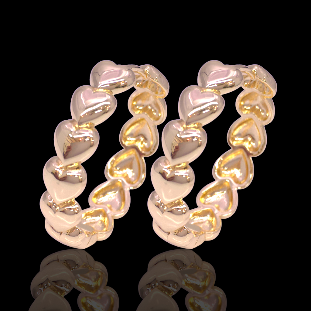Gold Filled Oro Laminado Morocco Heart Hoop Earrings
