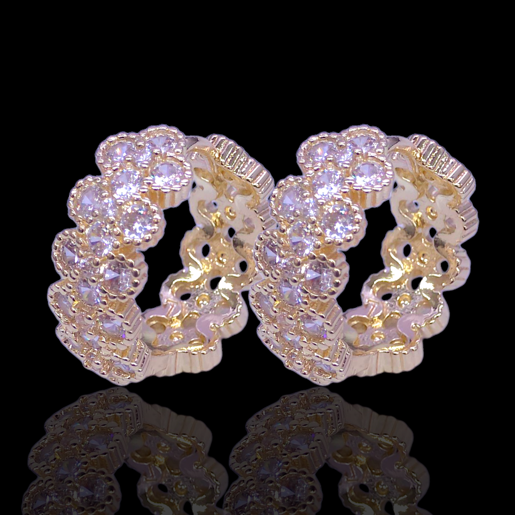 Gold Filled Oro Laminado Parisian Bloom Zirconia Earrings