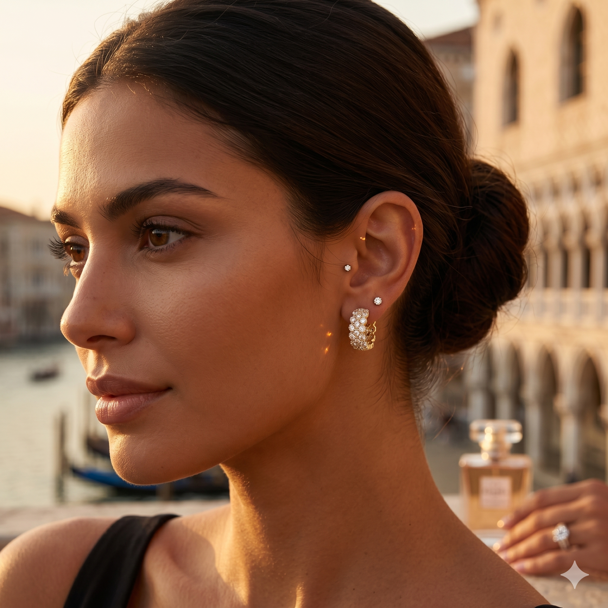 Gold Filled Oro Laminado Parisian Bloom Zirconia Earrings