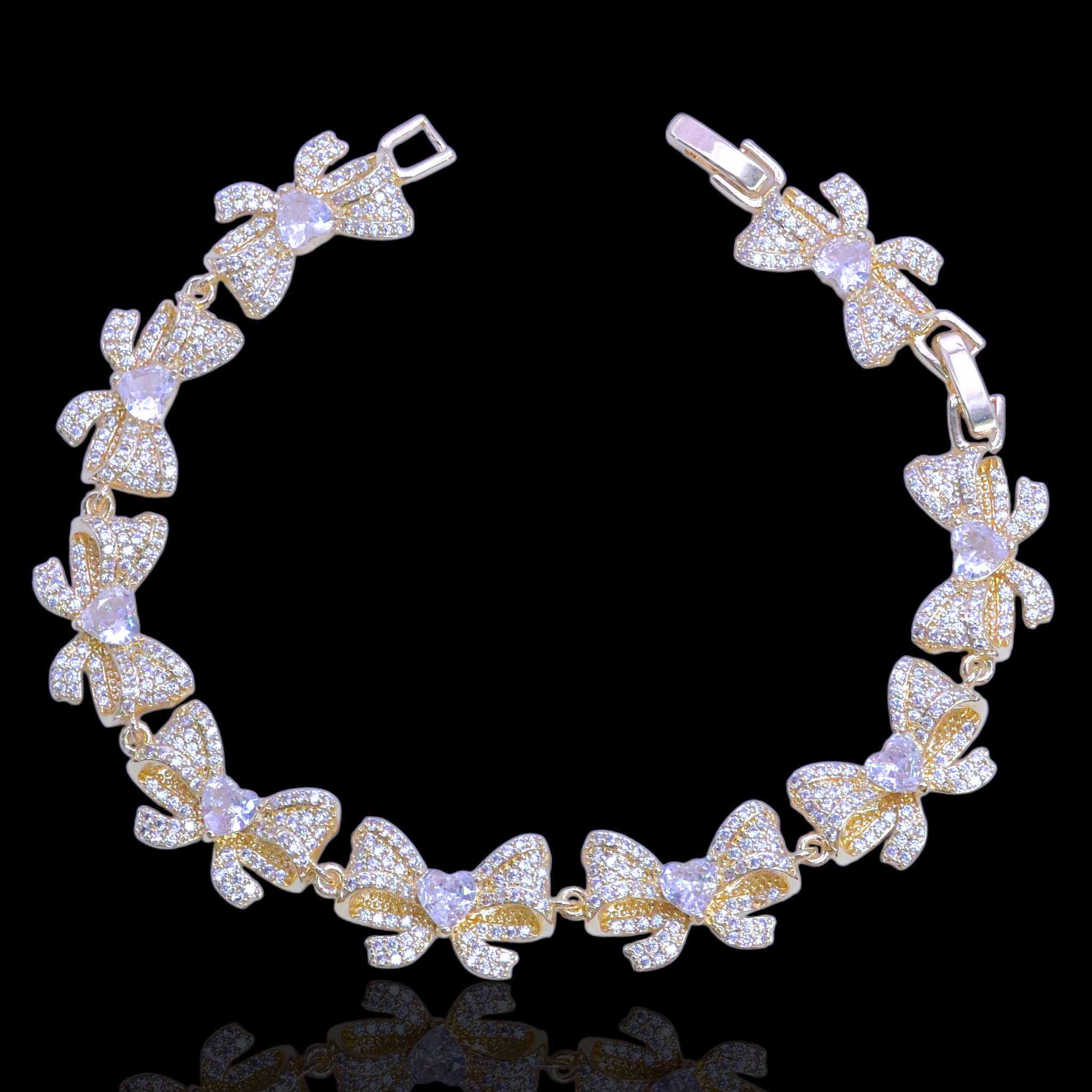 Gold Filled Oro Laminado Parisian Bow Tie Zirconia Bracelet