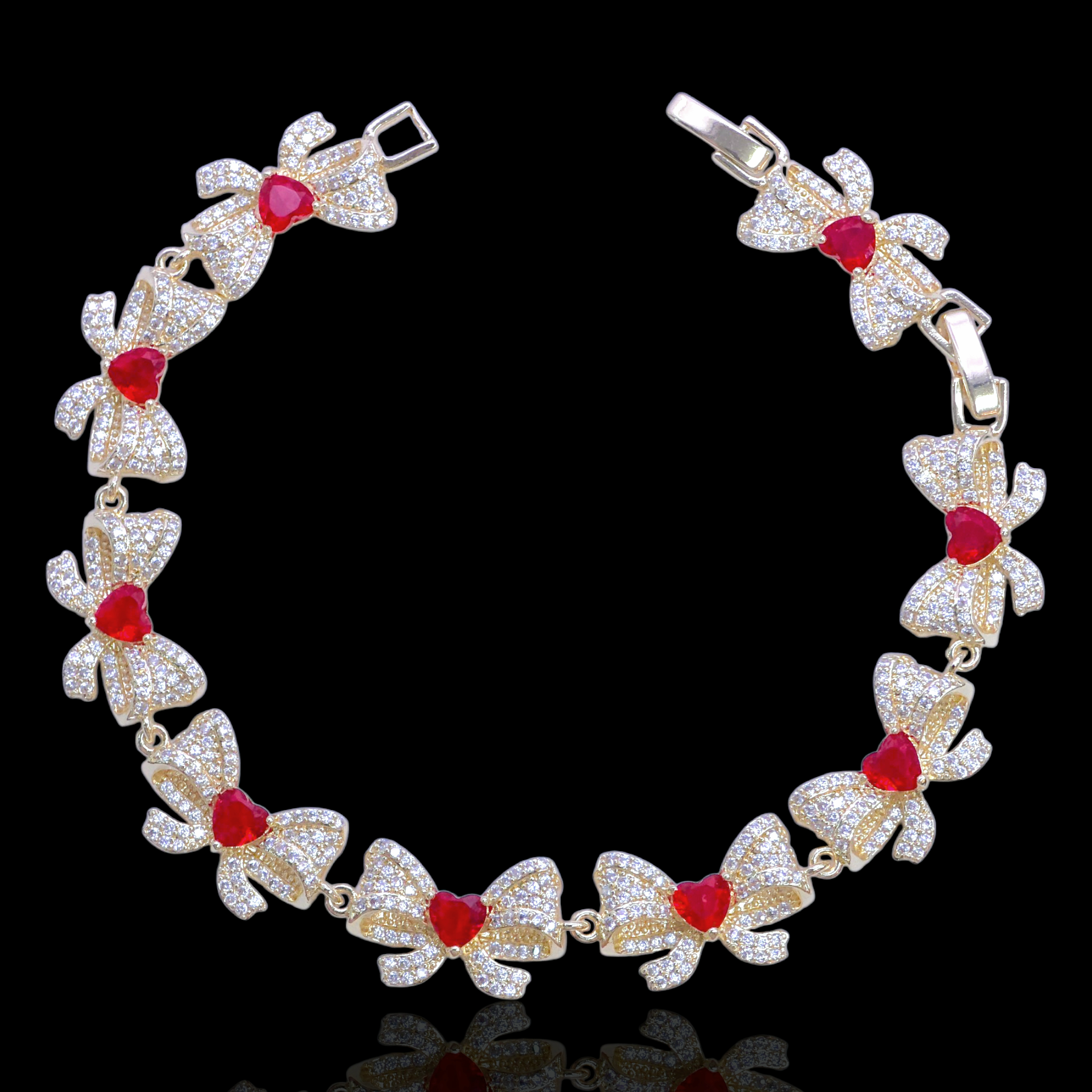 Gold Filled Oro Laminado Parisian Bow Tie Zirconia Bracelet