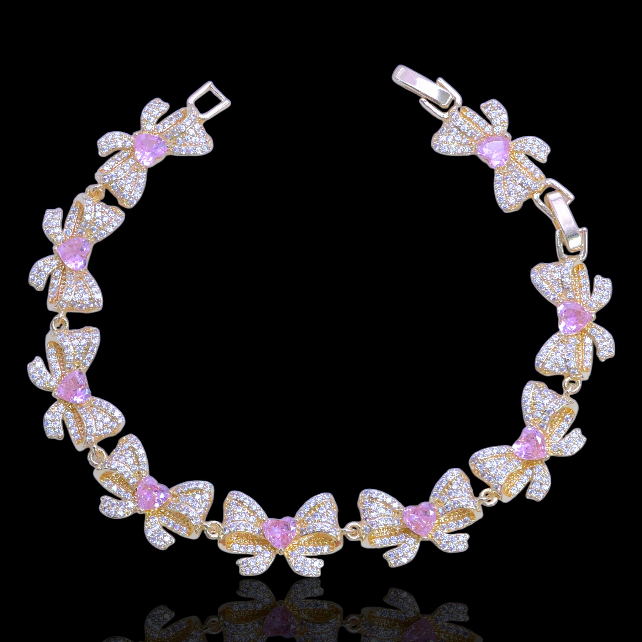 Gold Filled Oro Laminado Parisian Bow Tie Zirconia Bracelet