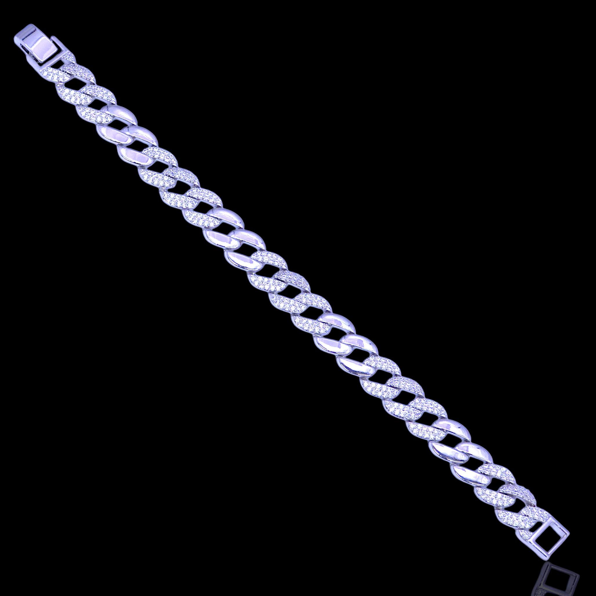 Gold Filled Oro Laminado Parisian CZ Cuban Link Bracelet