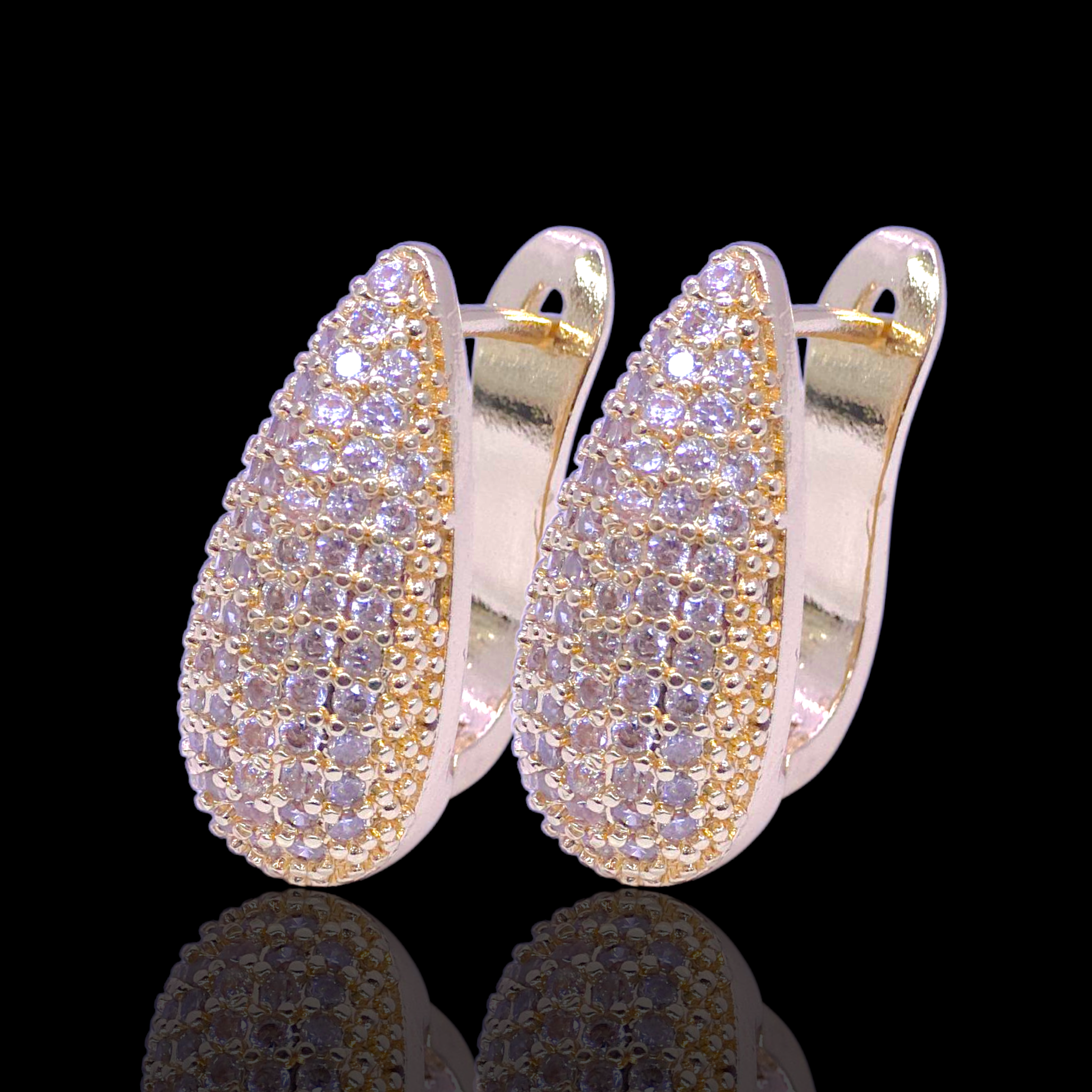 Gold Filled Oro Laminado Parisian Lux Tear Drop CZ Earrings