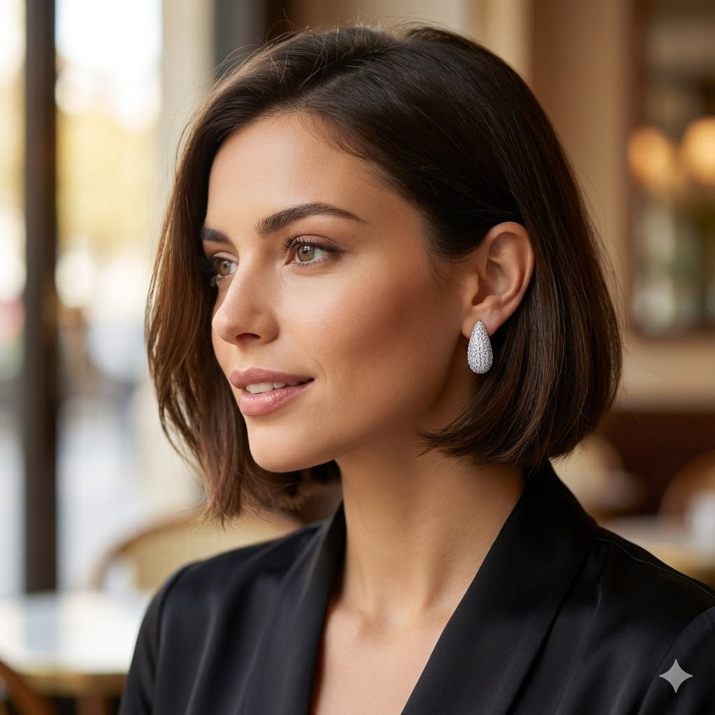 Gold Filled Oro Laminado Parisian Lux Tear Drop CZ Earrings