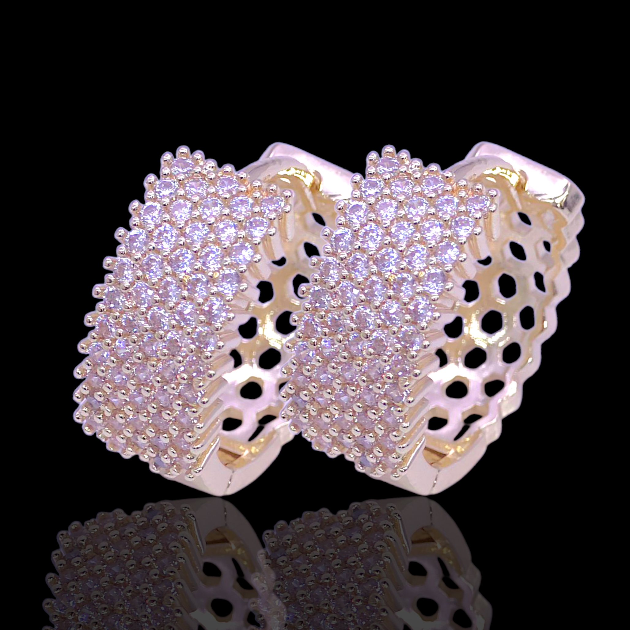 Gold Filled Oro Laminado Parisian Sparkle Gems CZ Earrings