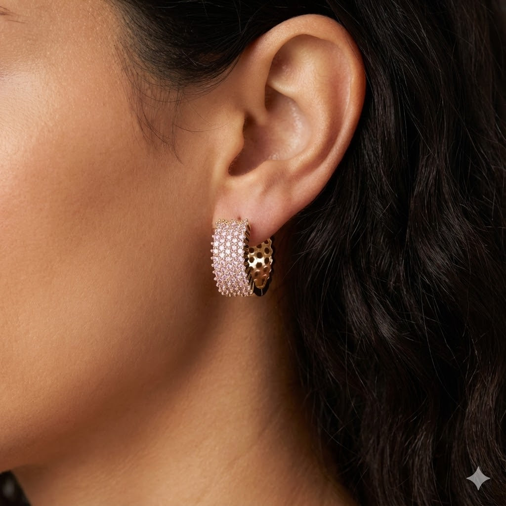 Gold Filled Oro Laminado Parisian Sparkle Gems CZ Earrings