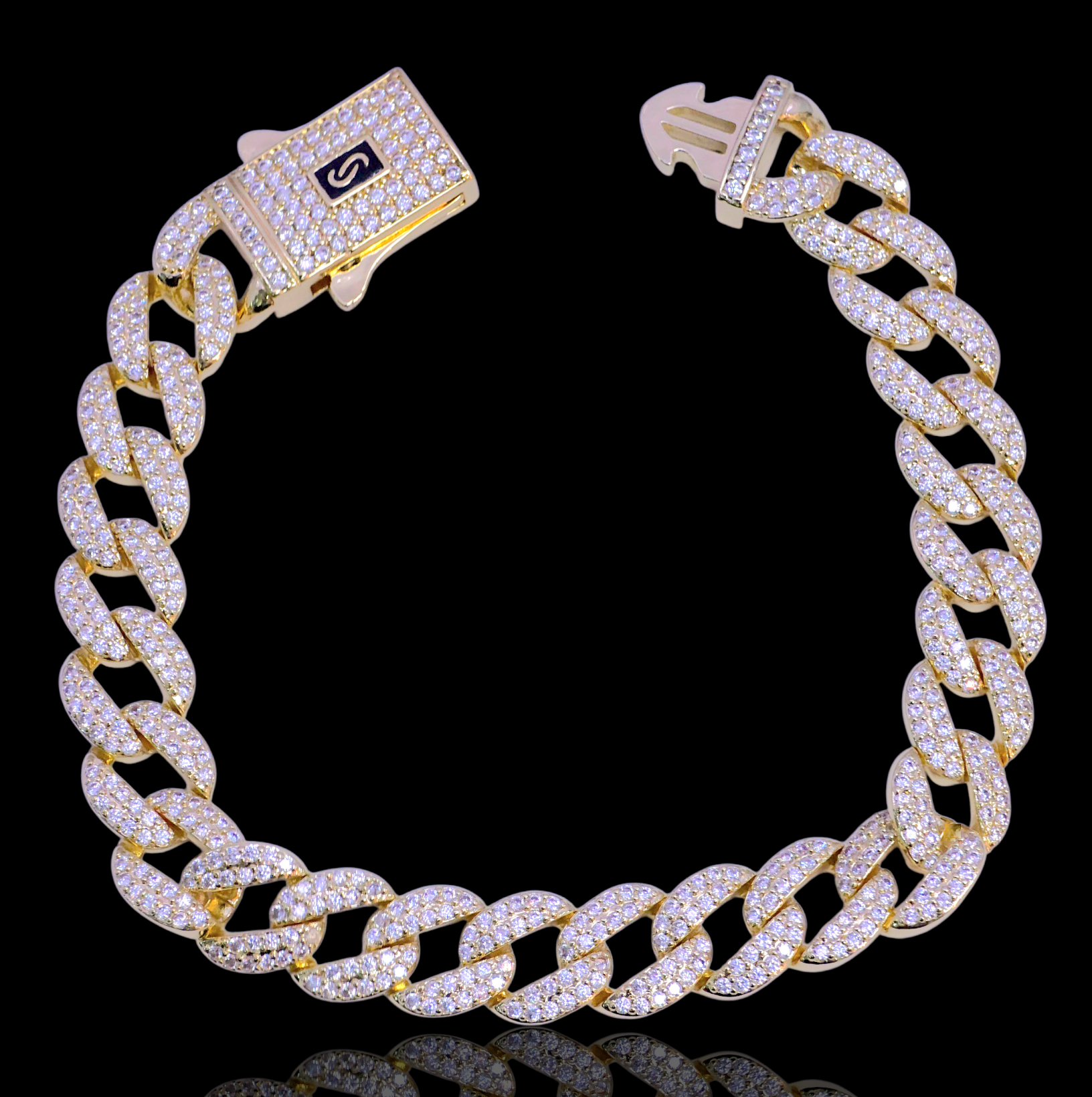 Gold Filled Oro Laminado Postiano Cuban Zirconia Bracelet 