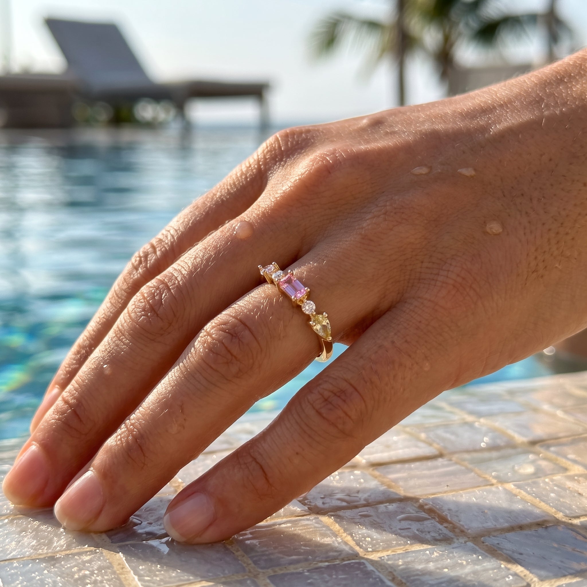 Gold Filled Oro Laminado Rainier Zirconia Stackable Ring