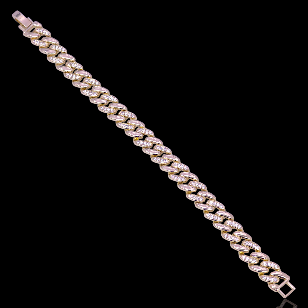 Gold Filled Oro Laminado Renaissance Cuban CZ Bracelet
