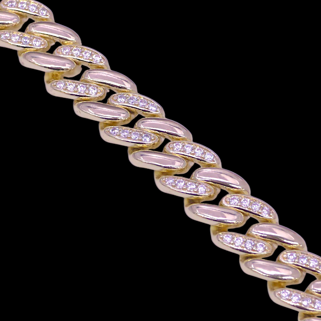 Gold Filled Oro Laminado Renaissance Cuban CZ Bracelet