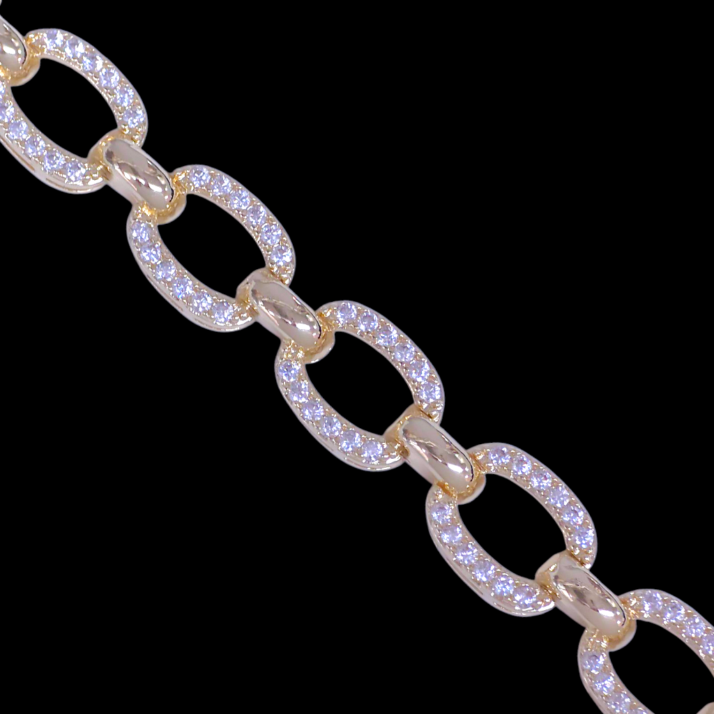 Gold Filled Oro Laminado Renaissance Halo Zirconia Bracelet