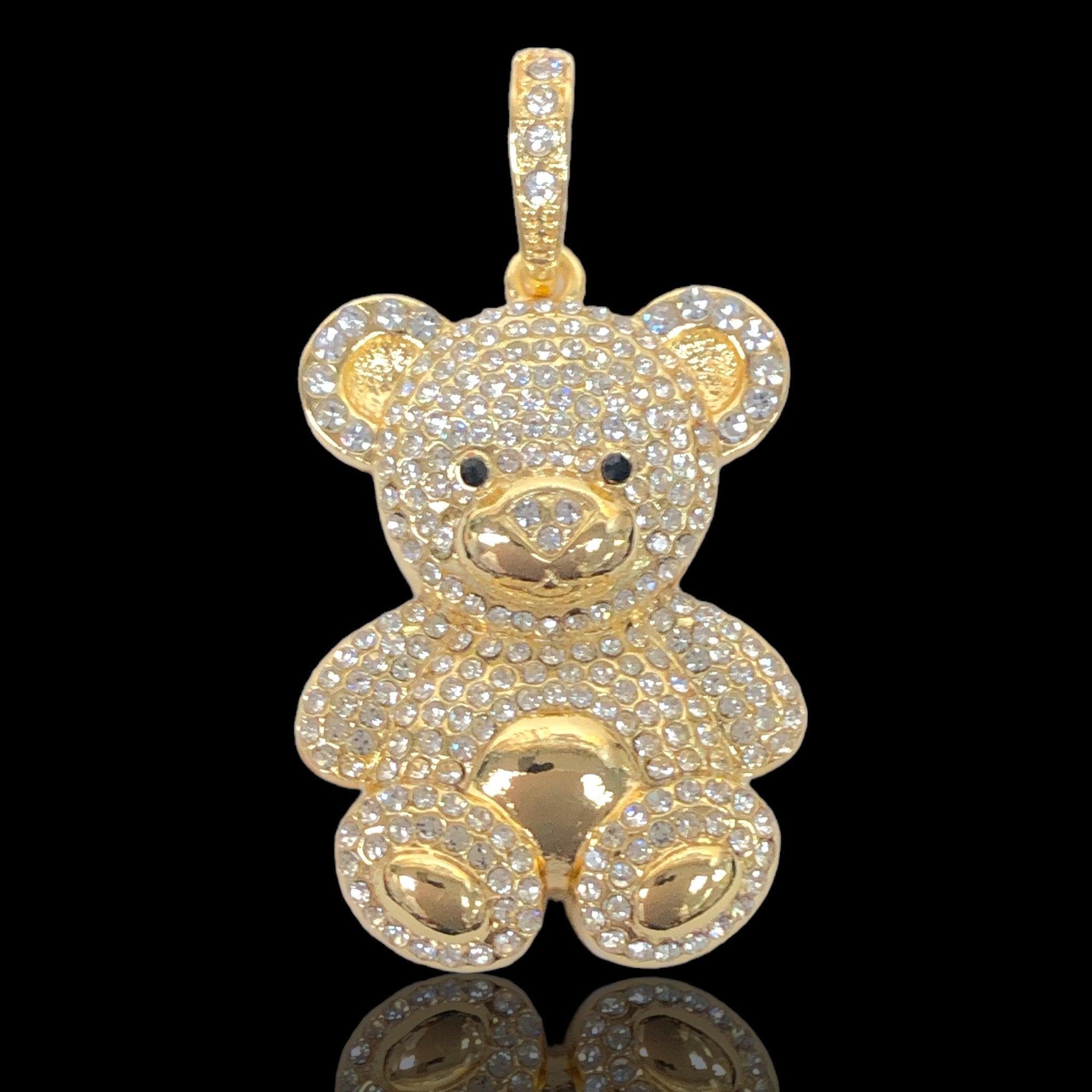 Gold Filled Oro Laminado Rhinestone Teddy Bear Pendant
