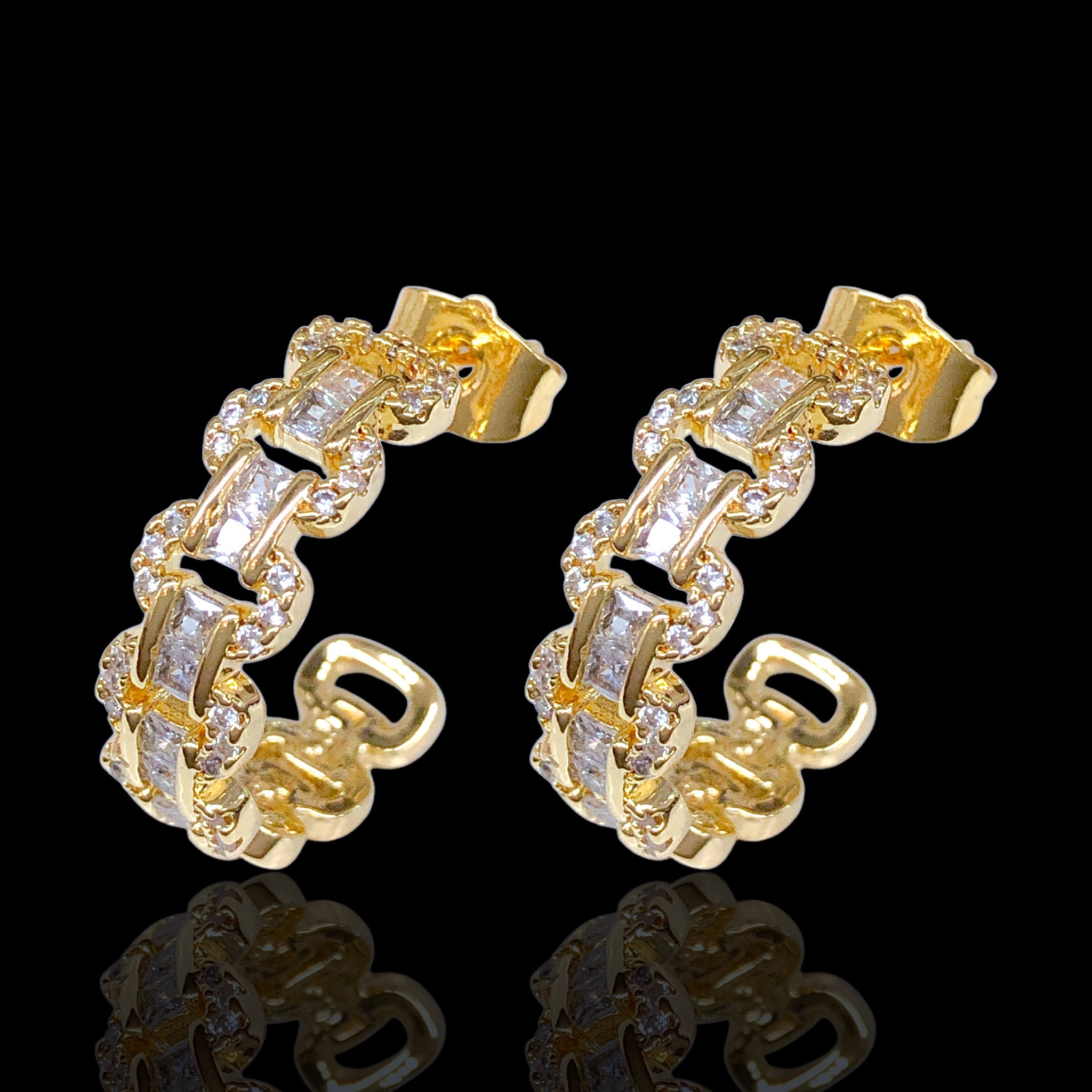 Gold Filled Oro Laminado Royal Princess Stud Hoop Earrings