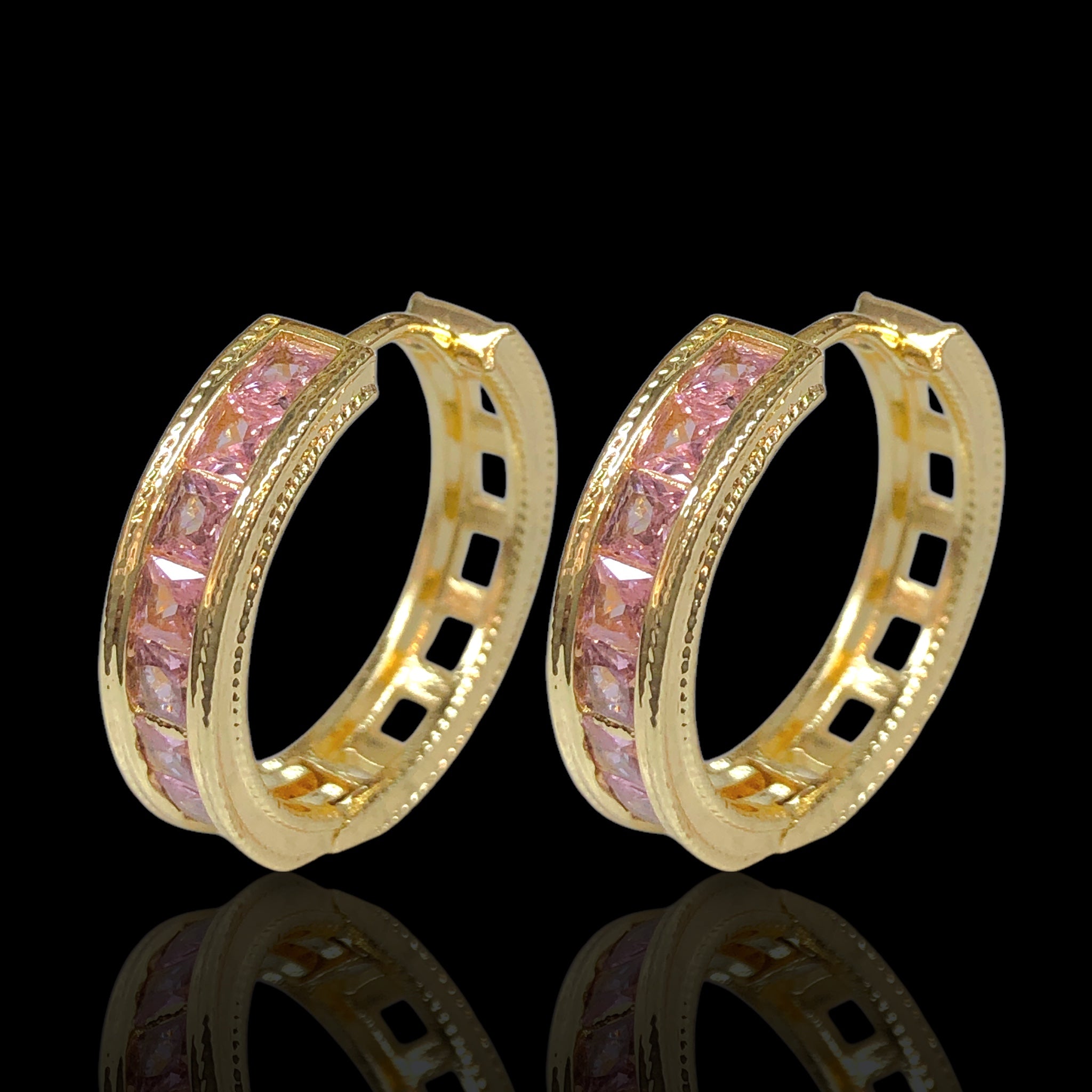 Gold Filled Oro Laminado Royale Princess Gem Hoop Earrings