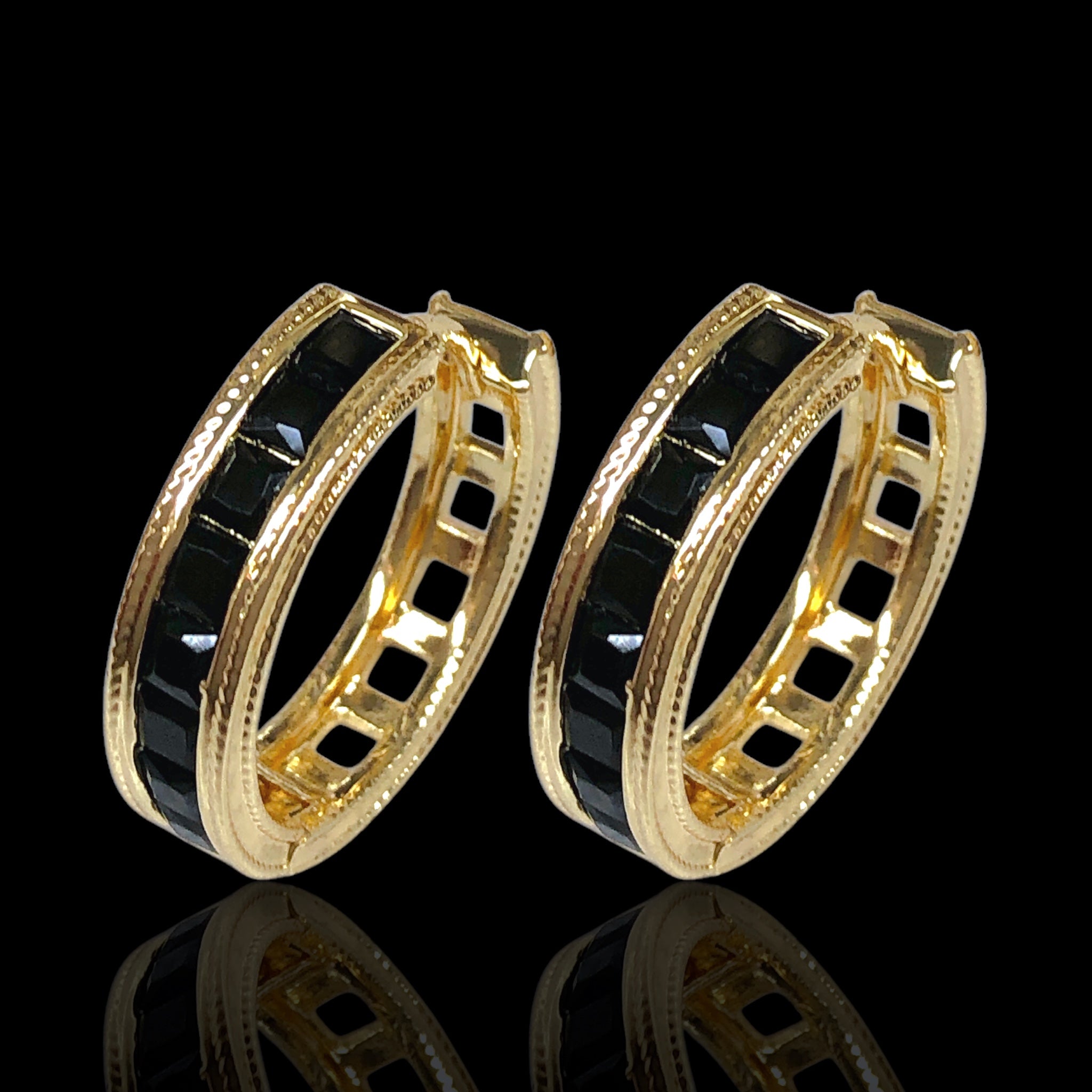 Gold Filled Oro Laminado Royale Princess Gem Hoop Earrings